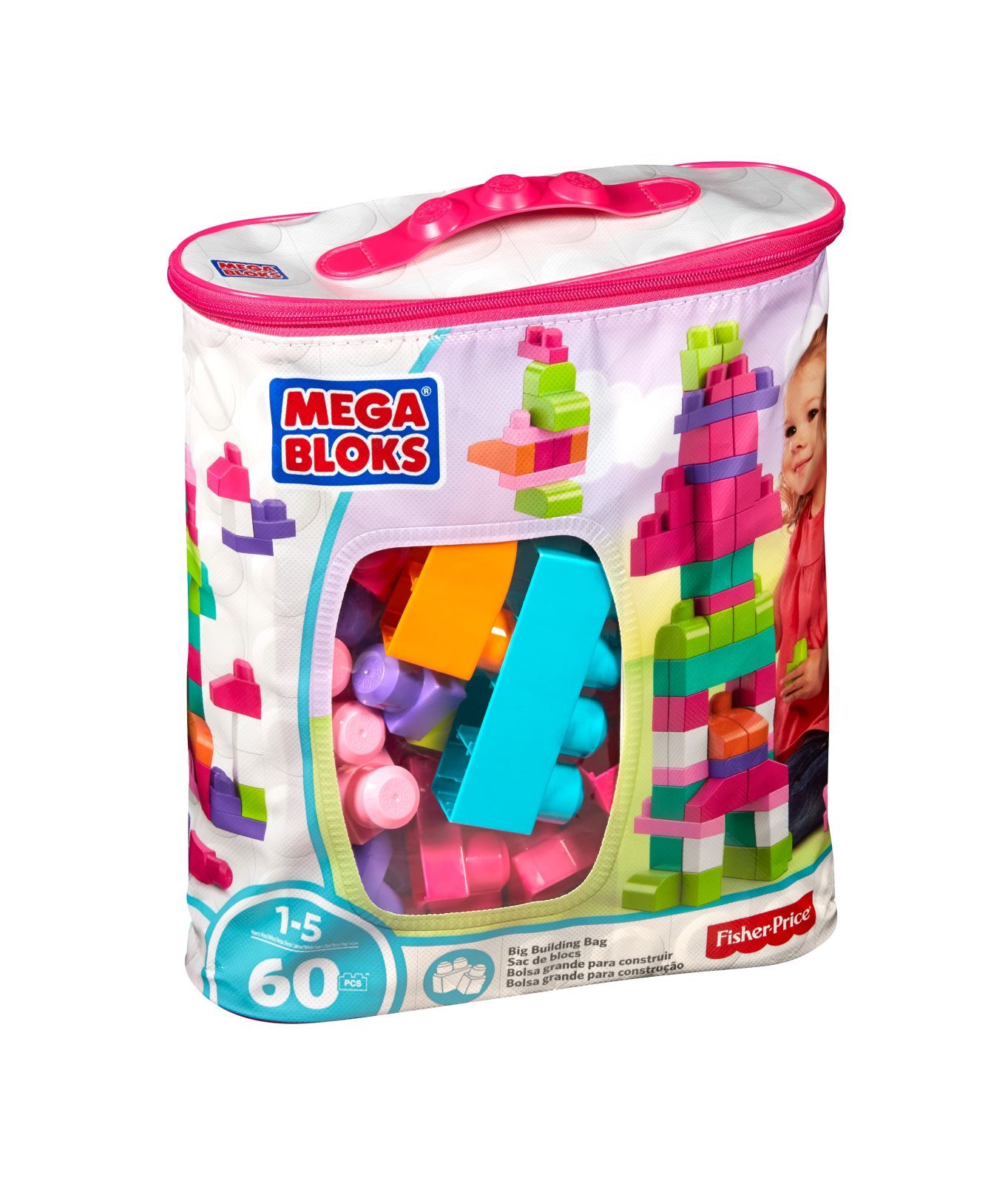 Mega bloks sacca ecologica blocchi da costruzione, 60 pezzi, assortimento - 