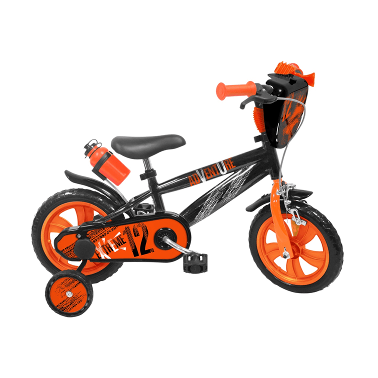 Bicicletta 12" - arancione - freno caliper frontale - borraccia e mascherina frontale incluse - adatta per  bambini dai 3-5 anni - SUN&SPORT