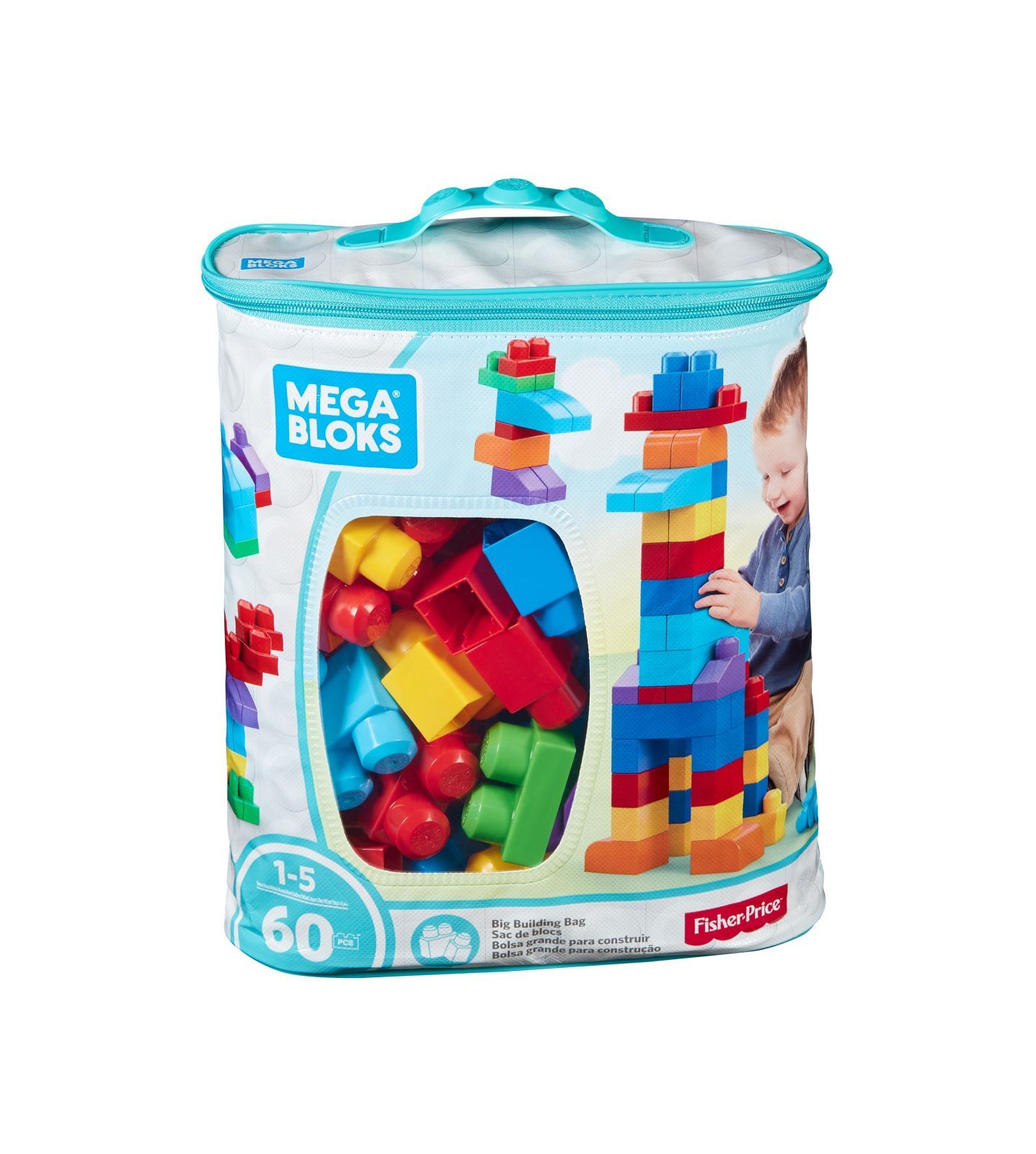 Mega bloks sacca ecologica blocchi da costruzione, 60 pezzi, assortimento - 