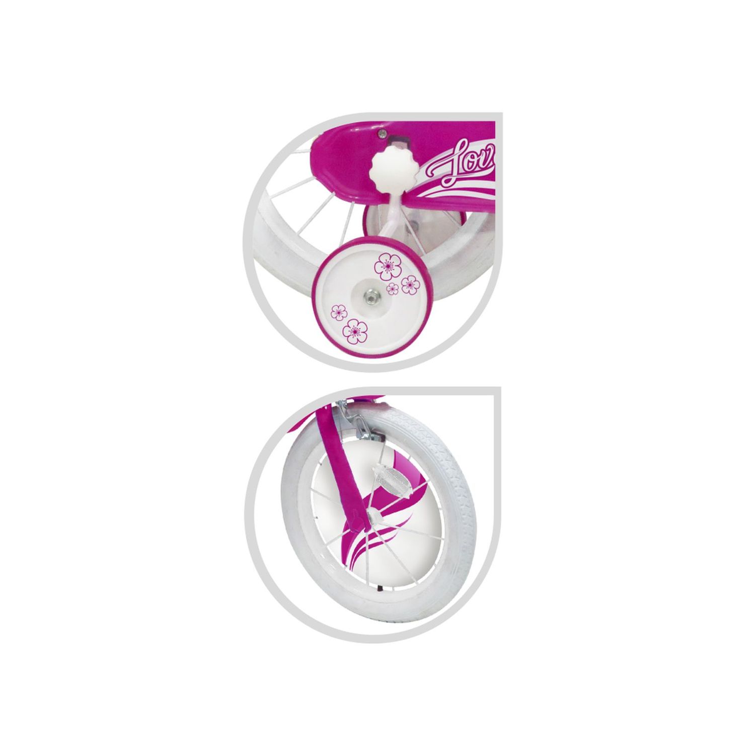 Bicicletta 14" - fucsia - bauletto, cestello e disco colorato nella ruota anteriore inclusi - adatta per  bambini dai 5-7 anni - SUN&SPORT