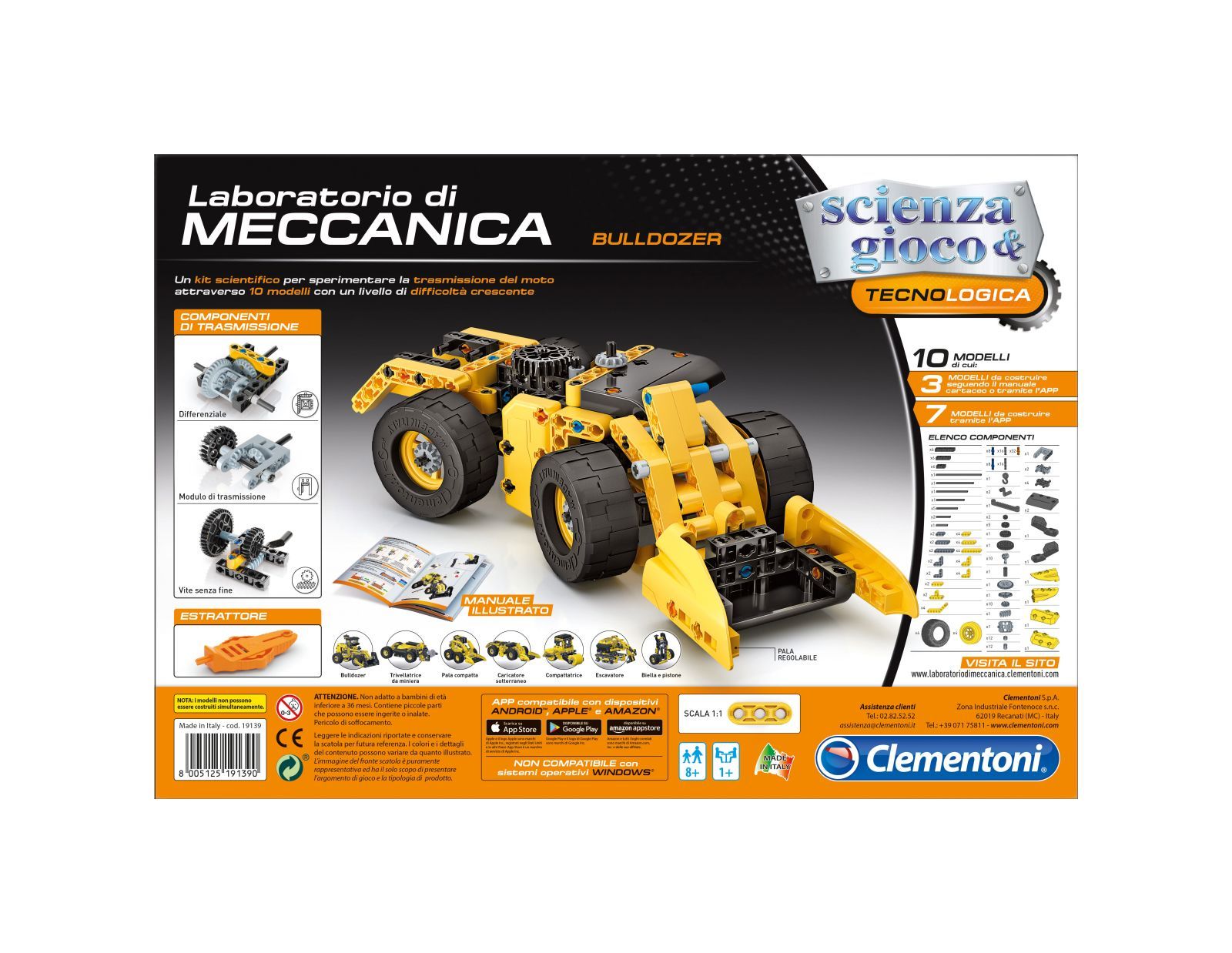 Clementoni - 19139 - laboratorio di meccanica - buldozzer - CLEMENTONI, Scienza e Gioco