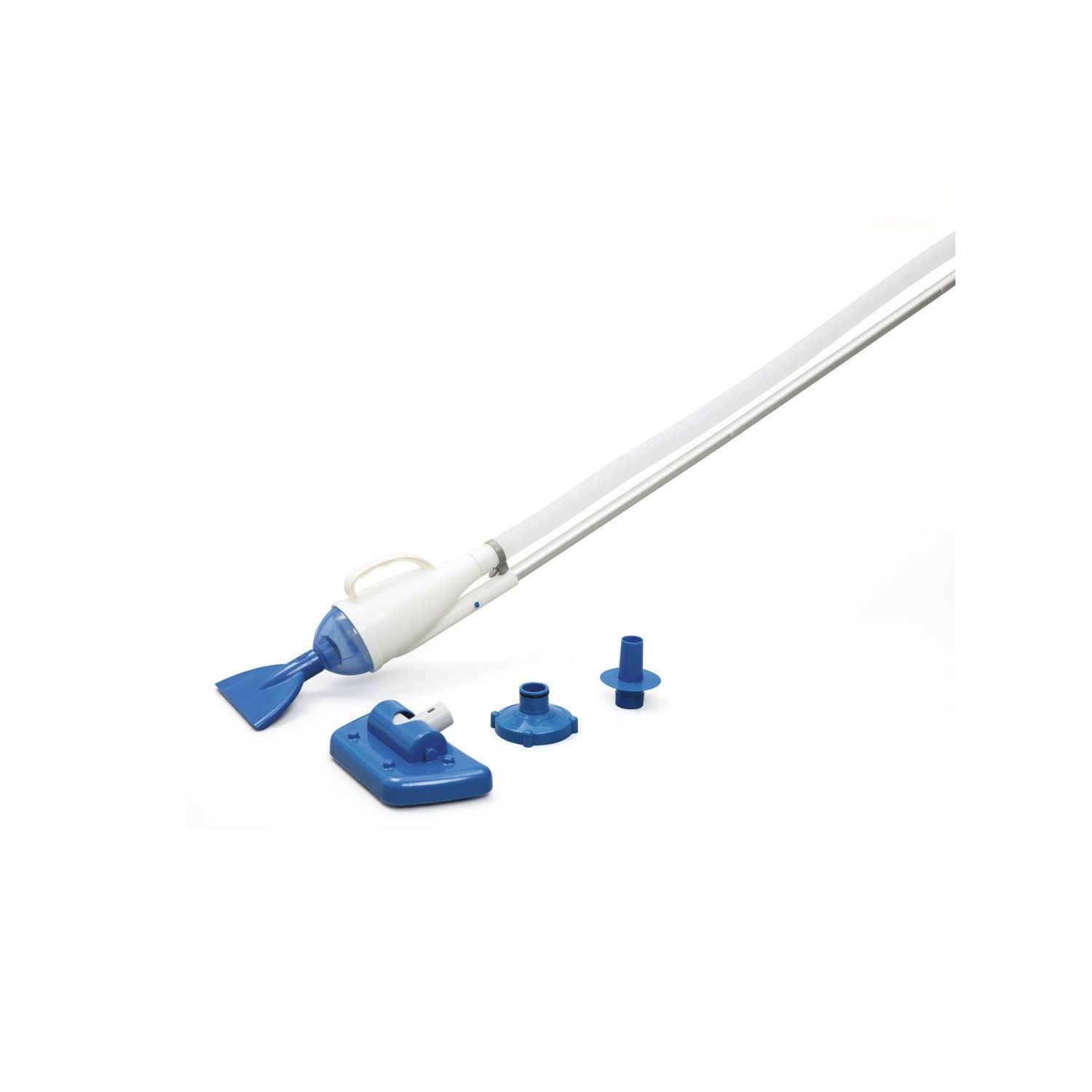 Bestway aspiratore funziona con pompe da 2.006 lt/h e superiori, tubo da mt. 6 e mm. 32  di diametro incluso, ideale per tutte le piscine, asta in alluminio in 4 sezioni, 3 adattatori - Bestway