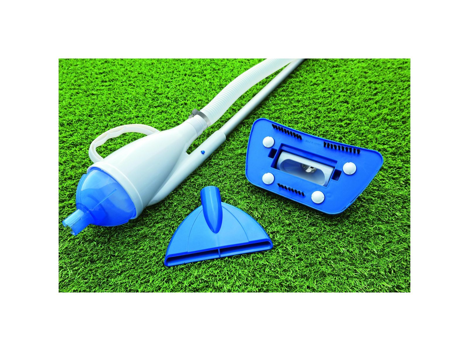 Bestway aspiratore funziona con pompe da 2.006 lt/h e superiori, tubo da mt. 6 e mm. 32  di diametro incluso, ideale per tutte le piscine, asta in alluminio in 4 sezioni, 3 adattatori - Bestway