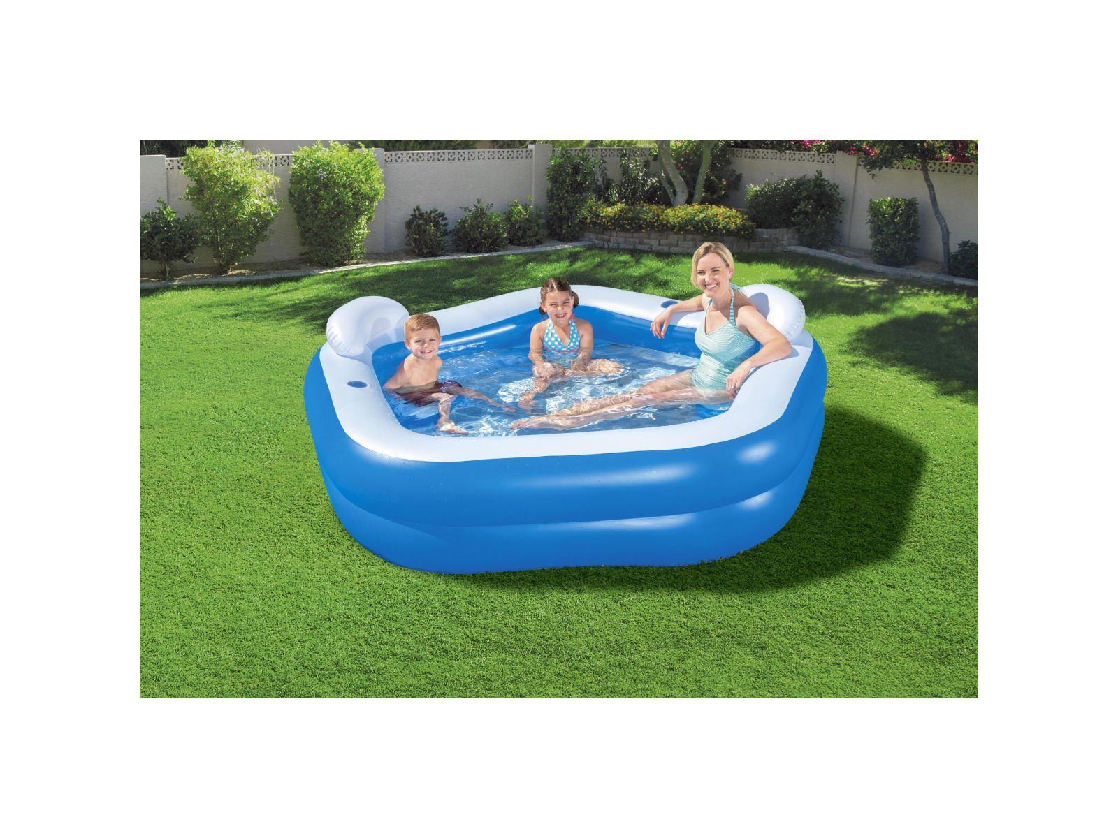 Bestway piscina family pentagono 213x206x69 cm con due sedute, due poggiatesta e due portabicchieri - Bestway