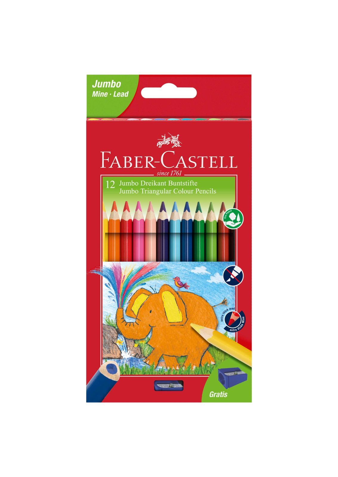 Matite colorate jumbo 12 colori + temperino - 