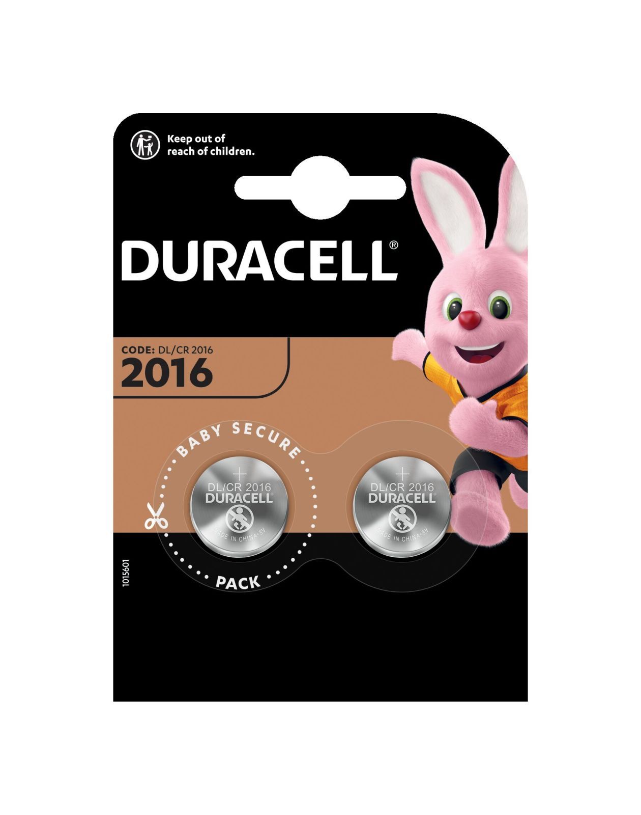Duracell 2016 - batteria bottone al litio 3v, con tecnologia baby secure - DURACELL