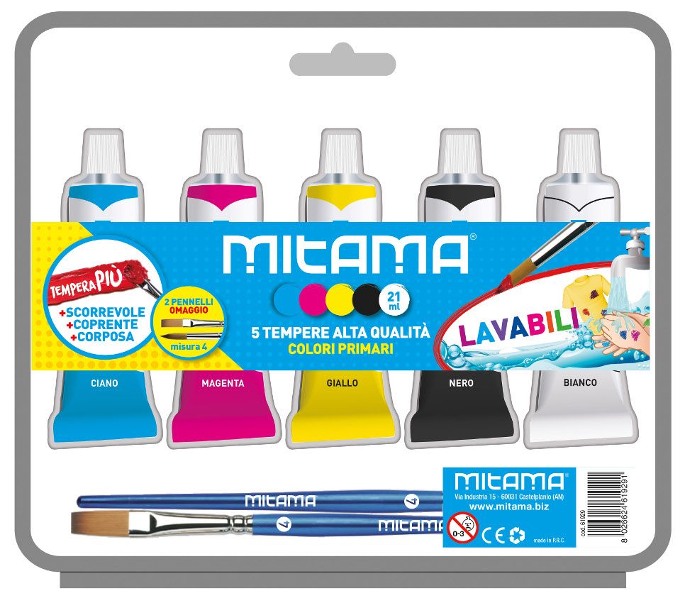 Tempera più mitama superlavabile - colori primari - MITAMA