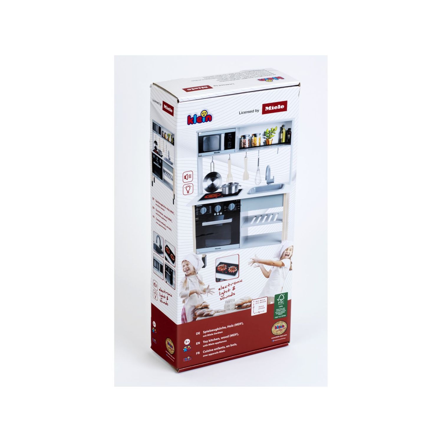 Cucina miele in legno con luci e suoni – fornello, microonde, lavello estraibile e accessori inclusi – 70x30x91 cm - MIELE