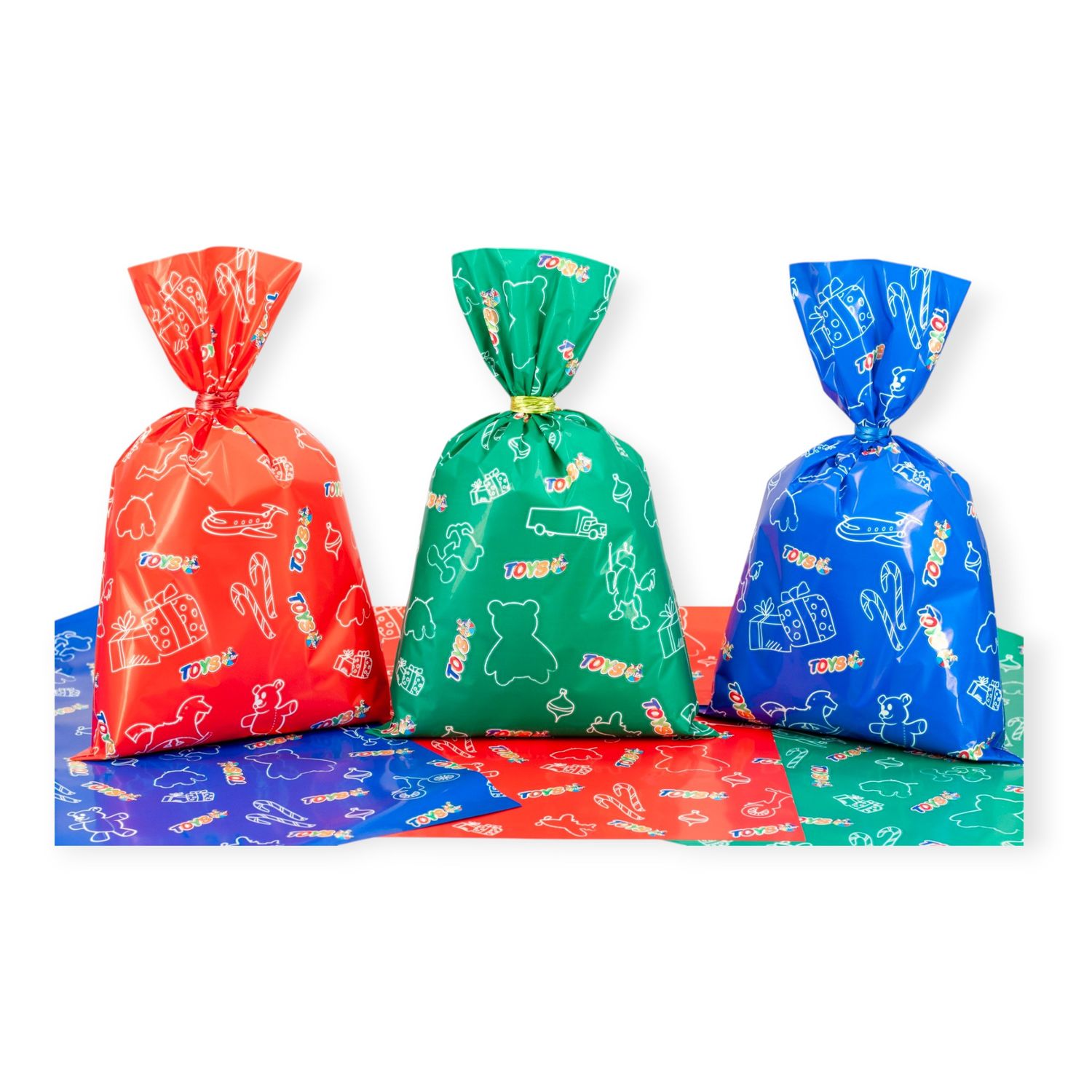 Busta  carta regalo toys center 35x50 cm – assortite rosso, blu e verde - 