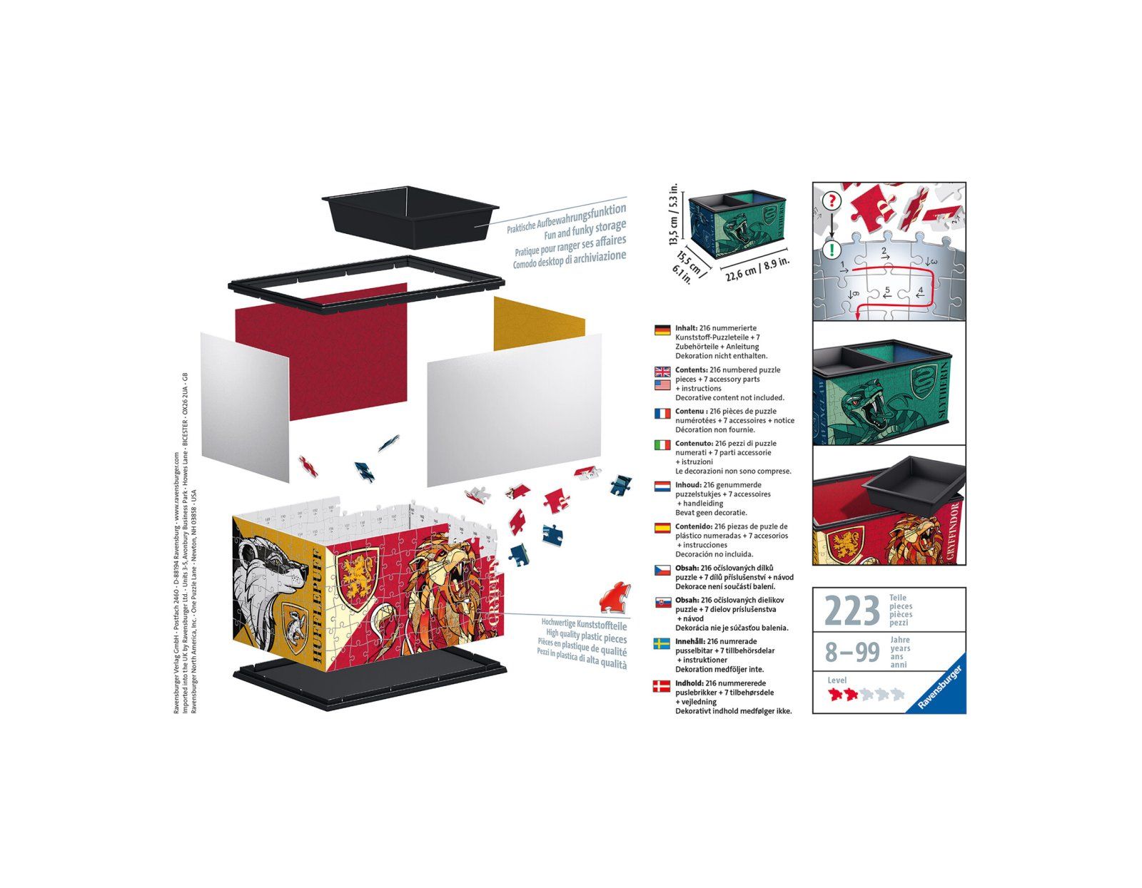 Ravensburger - 3d puzzle organizer da scrivania harry potter, 223 pezzi, 8+ anni - Harry Potter, RAVENSBURGER, RAVENSBURGER 3D PUZZLE