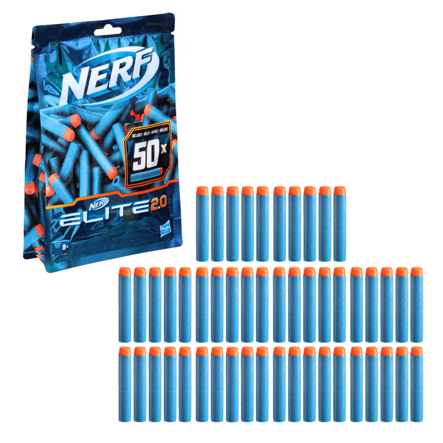 Hasbro nerf elite 2.0 confezione ricarica 50 dardi elite 2.0 ufficiali, compatibile con tutti i blaster nerf elite - NERF