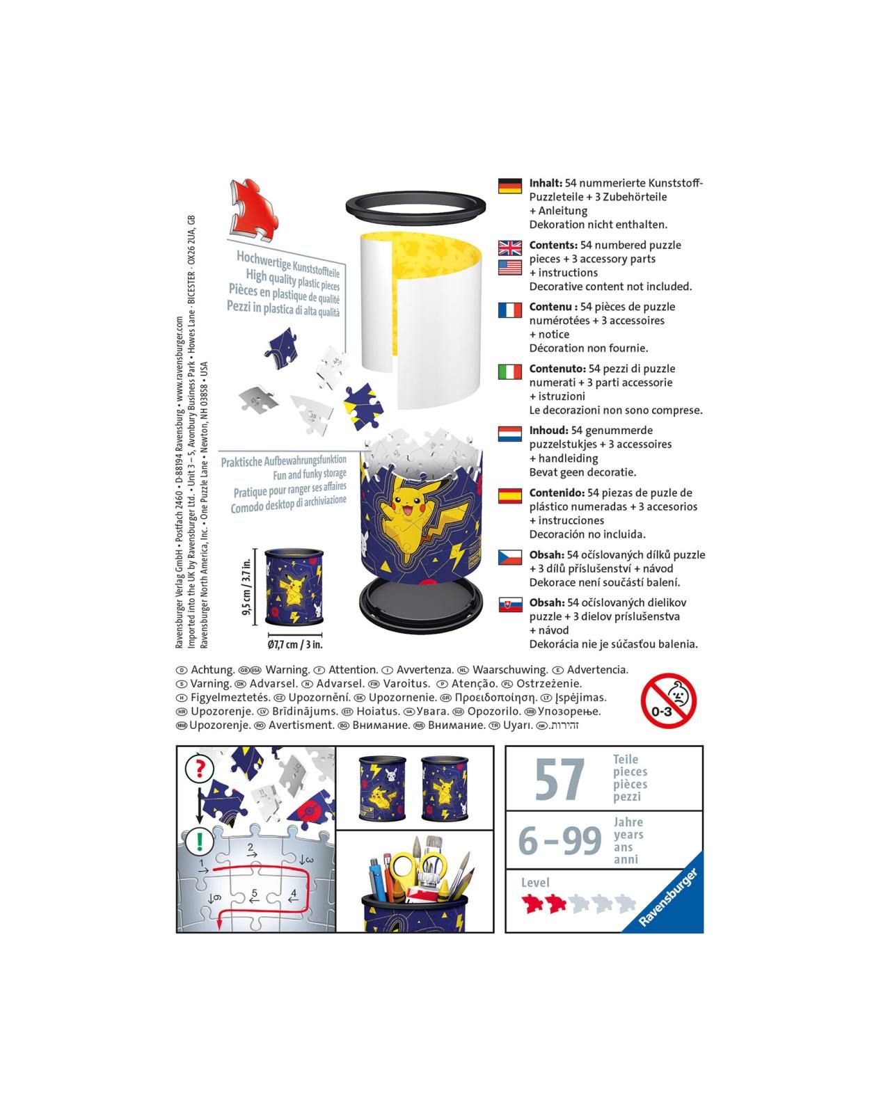 Ravensburger - 3d puzzle portapenne pokémon, 54 pezzi, 6+ anni - POKEMON, RAVENSBURGER, RAVENSBURGER 3D PUZZLE