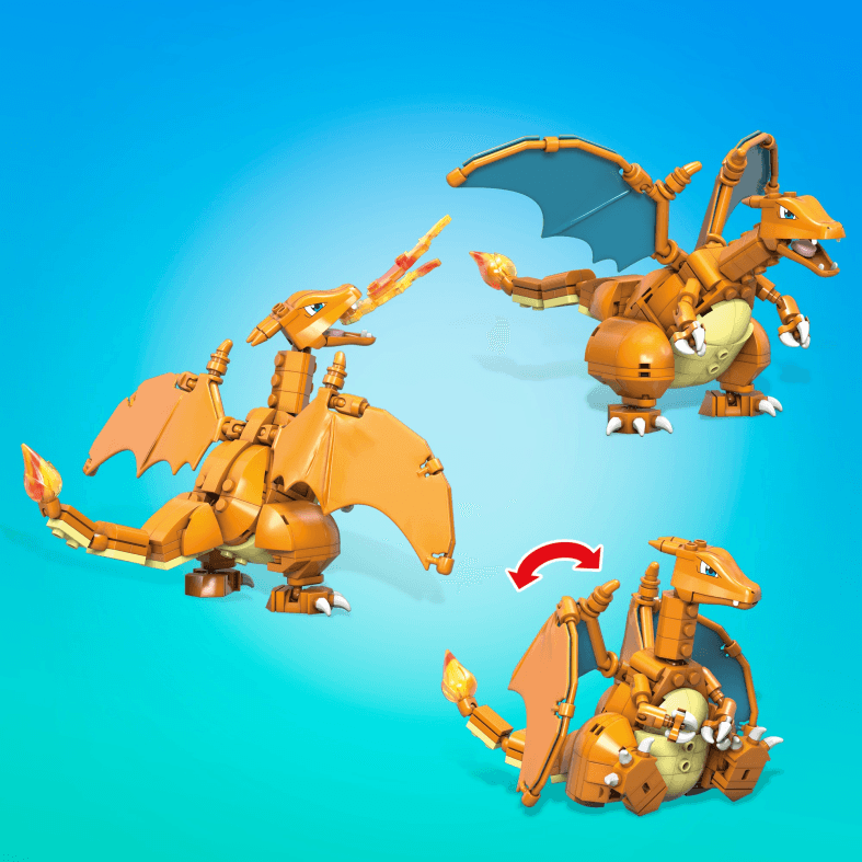 Mega construx- pokémon charizard da costruire con più di 200 mattoncini e ali snodabili, 6+anni - MEGA BLOKS, POKEMON