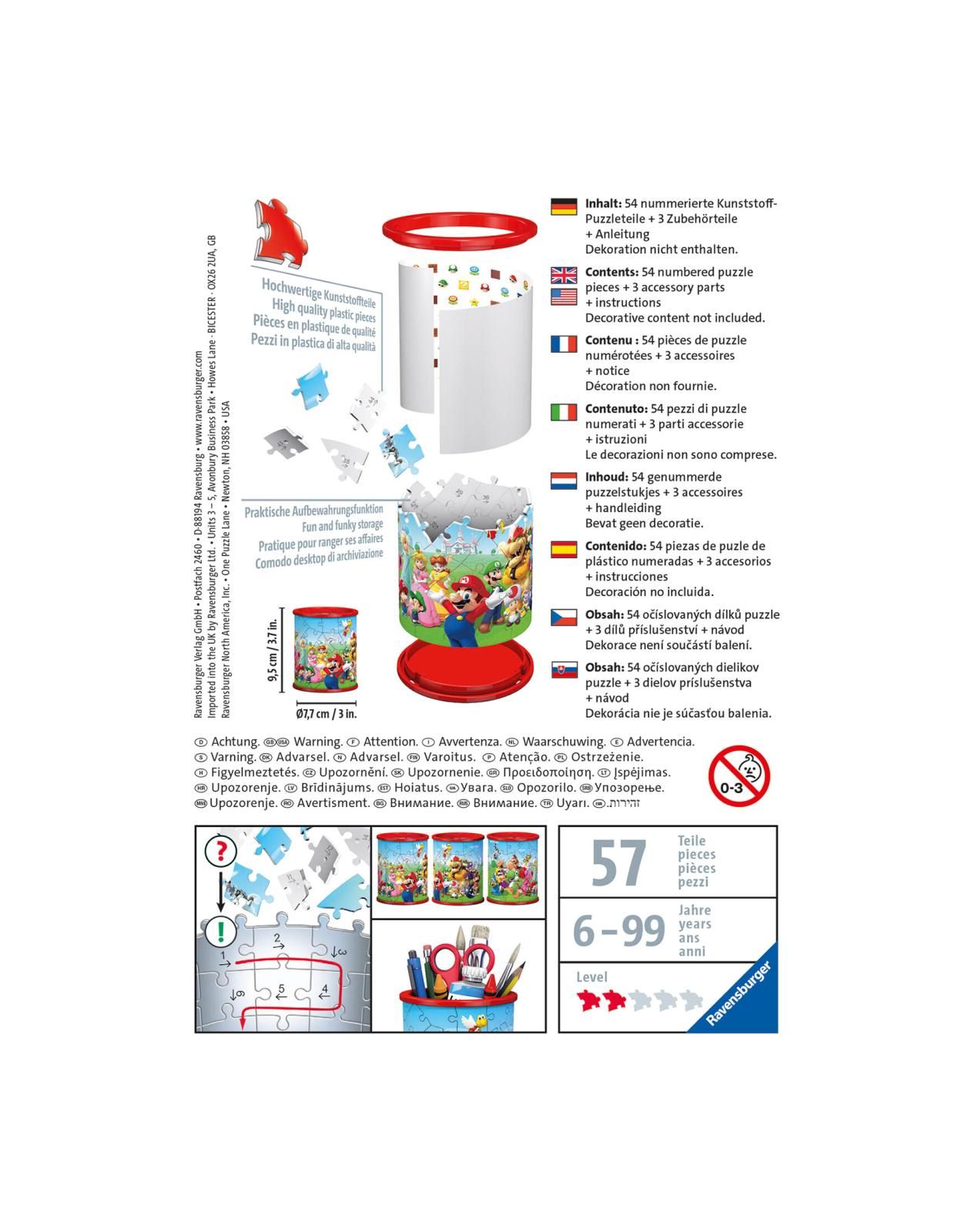 Ravensburger - 3d puzzle portapenne super mario, 54 pezzi, 6+ anni - RAVENSBURGER, RAVENSBURGER 3D PUZZLE, Super Mario