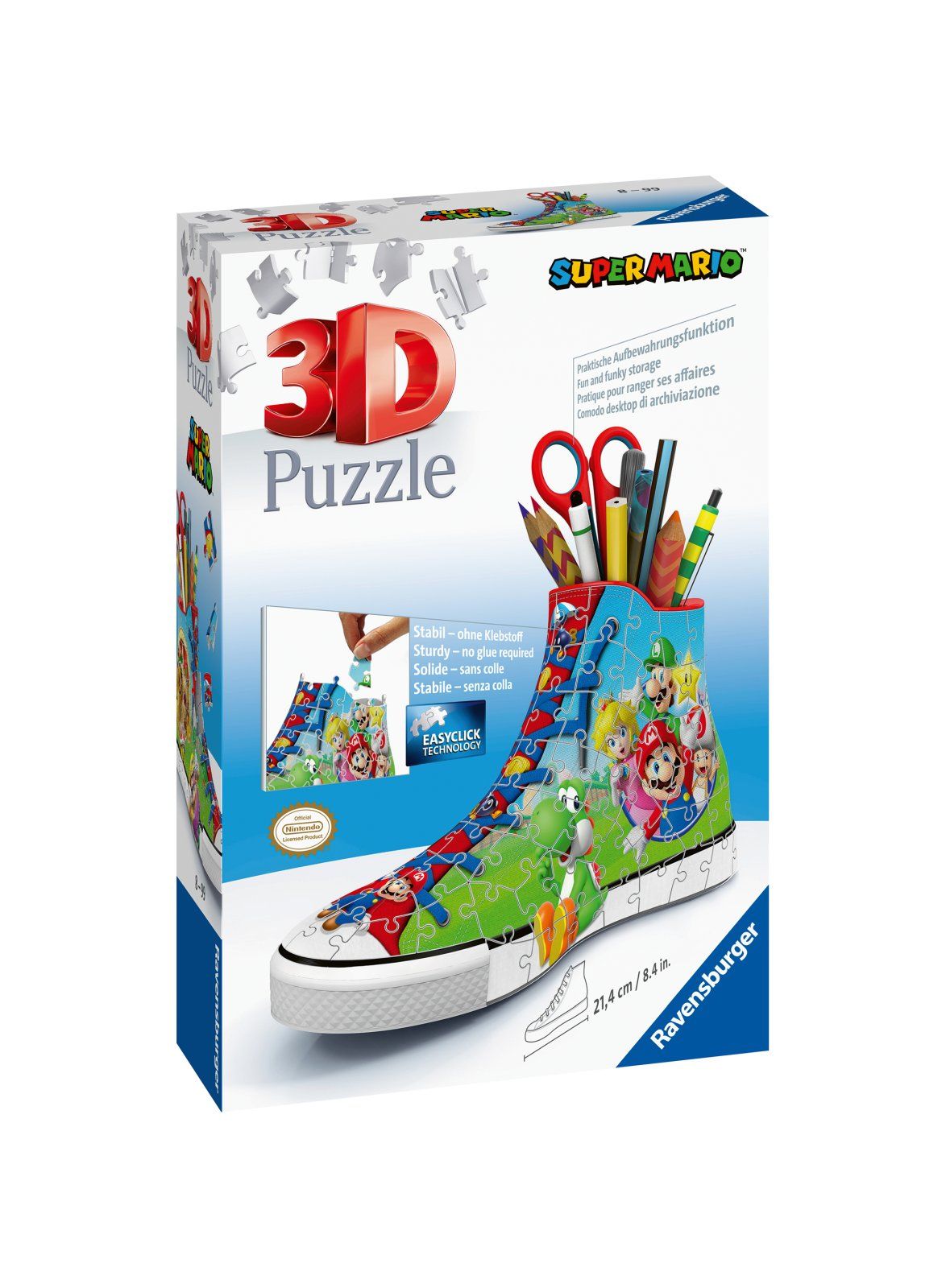 Ravensburger - 3d puzzle portapenne sneaker super mario edition, 108 pezzi, 8+ anni - RAVENSBURGER, RAVENSBURGER 3D PUZZLE, Super Mario