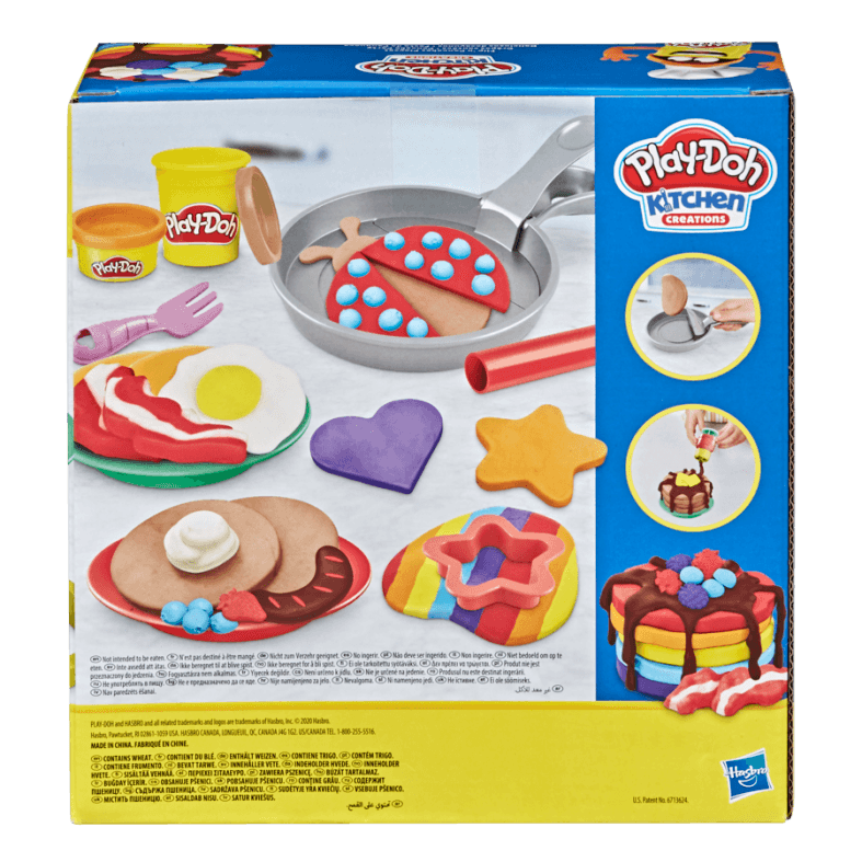 Hasbro play-doh kitchen creations flip 'n pancakes, per bambini dai 3 anni in su, con 8 colori, 14 componenti - PLAY-DOH