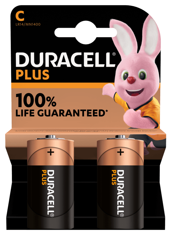 Duracell - nuovo plus 100 c, batterie mezzatorcia alcaline, confezione da 2 - DURACELL