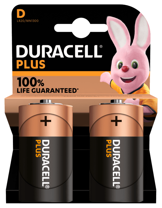 Duracell - nuovo plus 100 d, batterie torcia alcaline, confezione da 2 - DURACELL