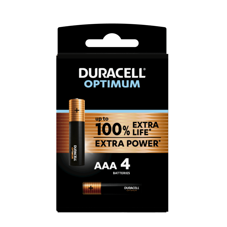 Duracell - nuovo optimum aaa, batterie ministilo alcaline, confezione da 4 - DURACELL
