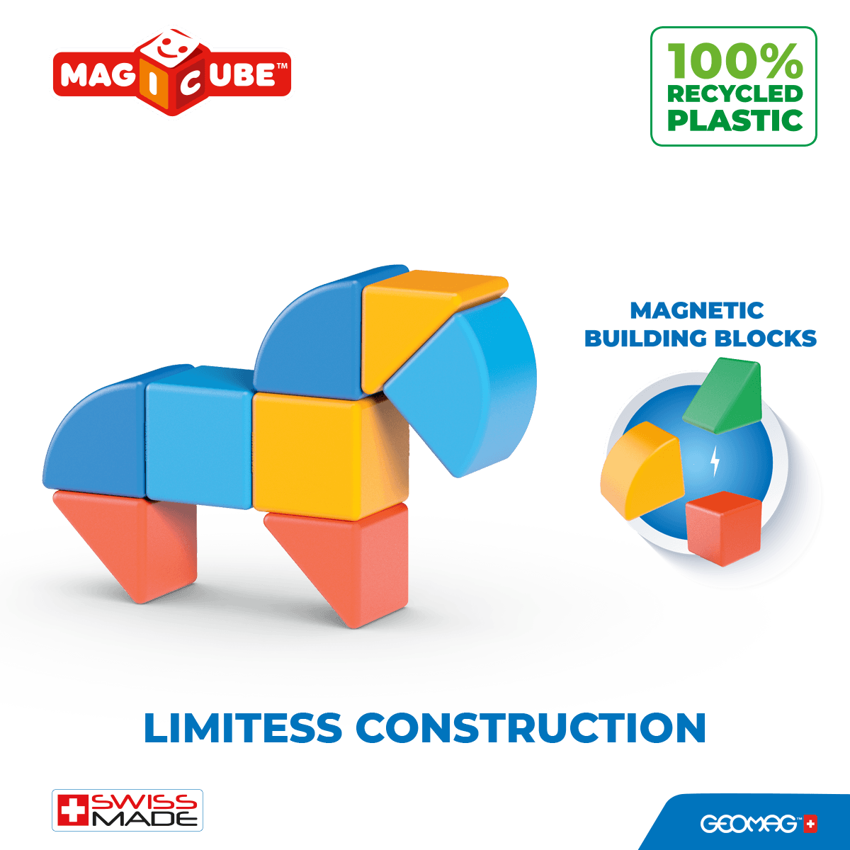 201 geomag magicube 3 shapes recycled animals 9 pcs - Geomag