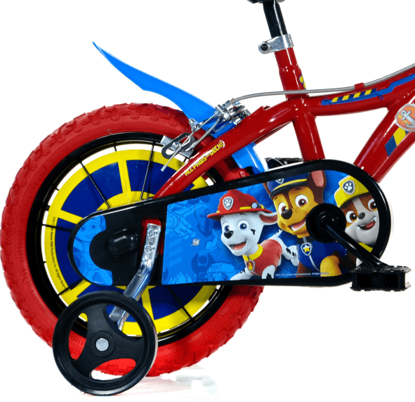 Bicicletta per bambini 14" paw patrol - telaio in acciaio, ruote in gomma gonfiabili, stabilizzatori di serie e freno anteriore - ideale per bambini di altezza 95-127cm, 5-7 anni - Paw Patrol