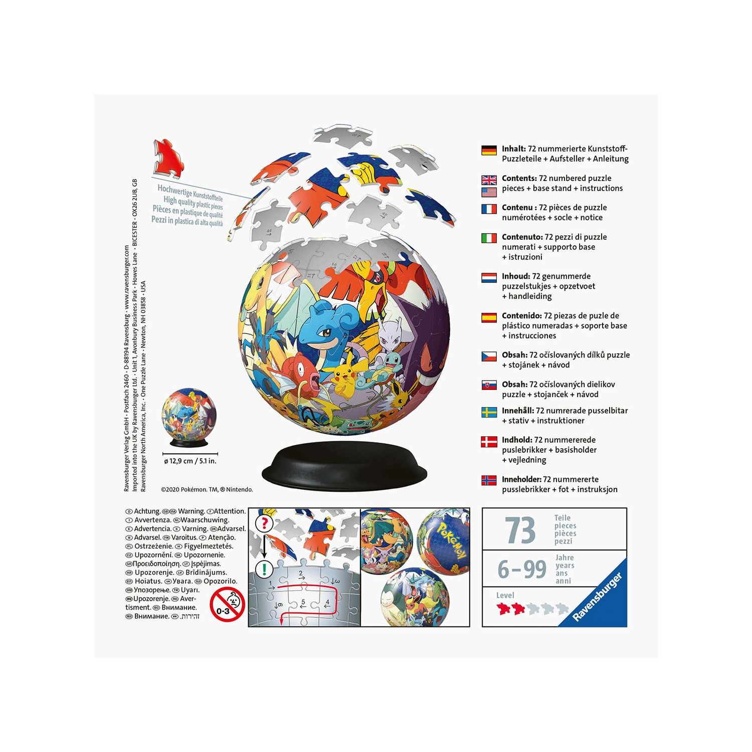 Ravensburger - 3d puzzle personaggi pokémon, 72 pezzi, 6+ anni - POKEMON, RAVENSBURGER, RAVENSBURGER 3D PUZZLE