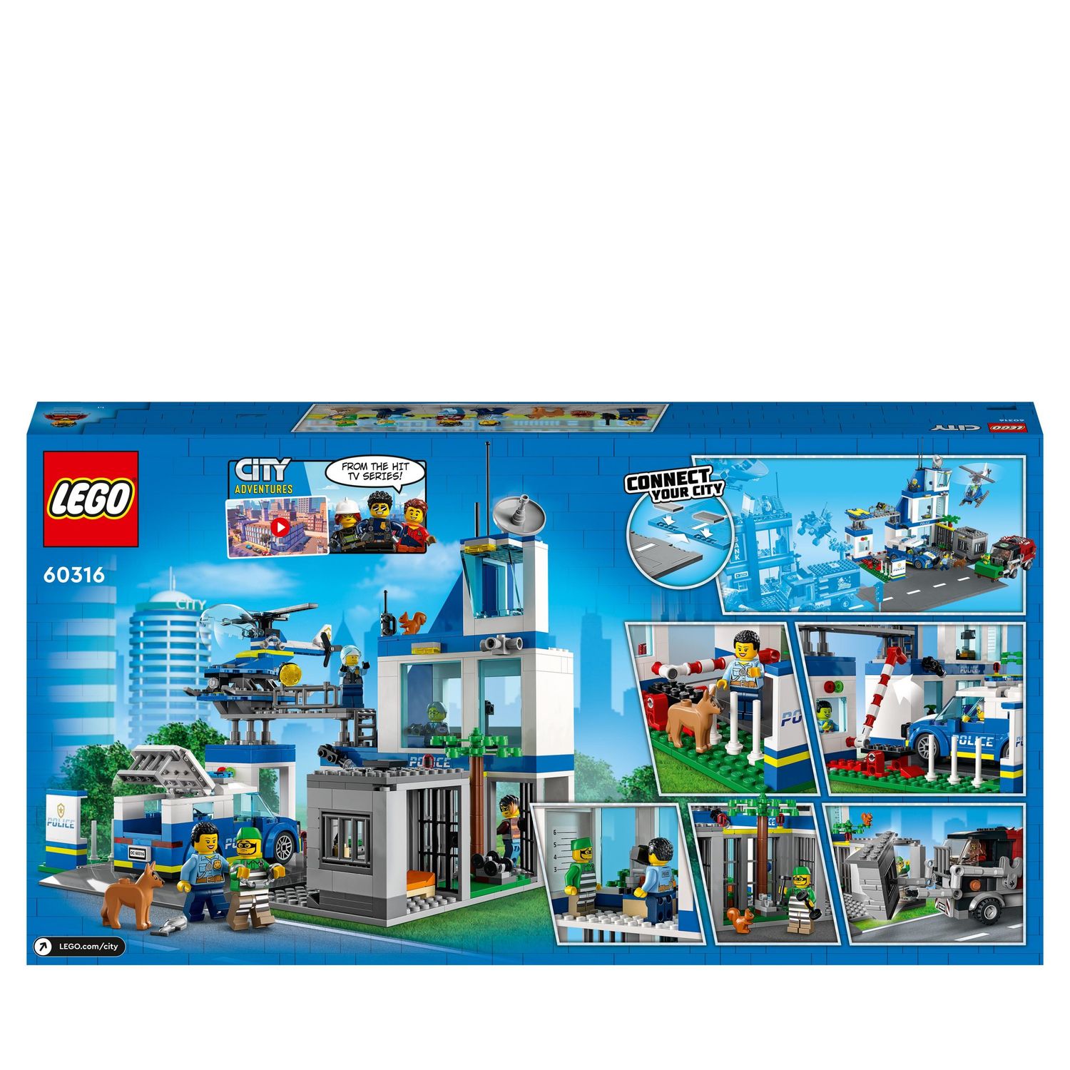 Lego city police stazione di polizia, con camion della spazzatura ed elicottero giocattolo, per bambini di 6+ anni, 60316 - LEGO CITY, Lego