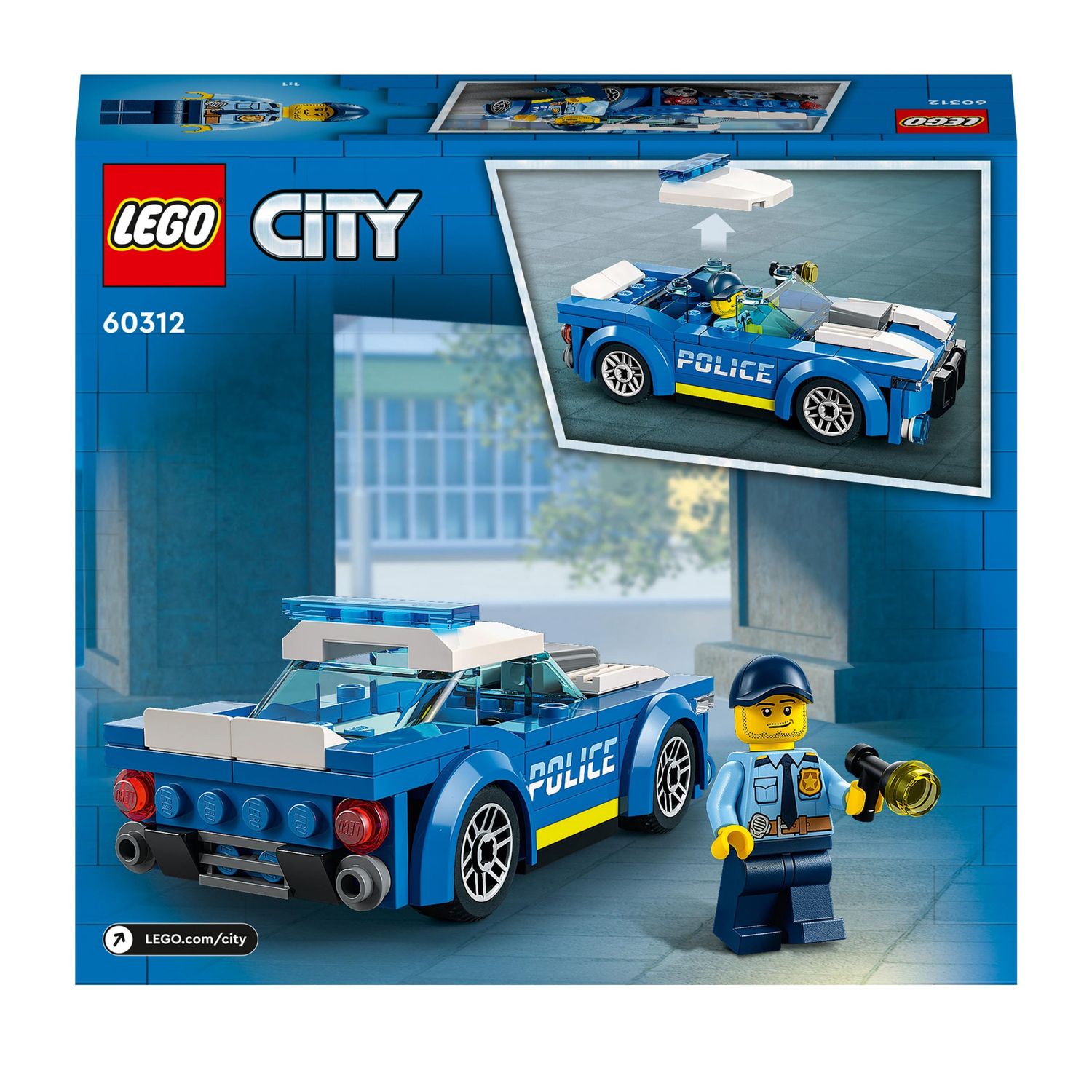 Lego city police auto della polizia, set di costruzione con minifigure e macchina giocattolo per bambini di 5+ anni, 60312 - LEGO CITY, Lego