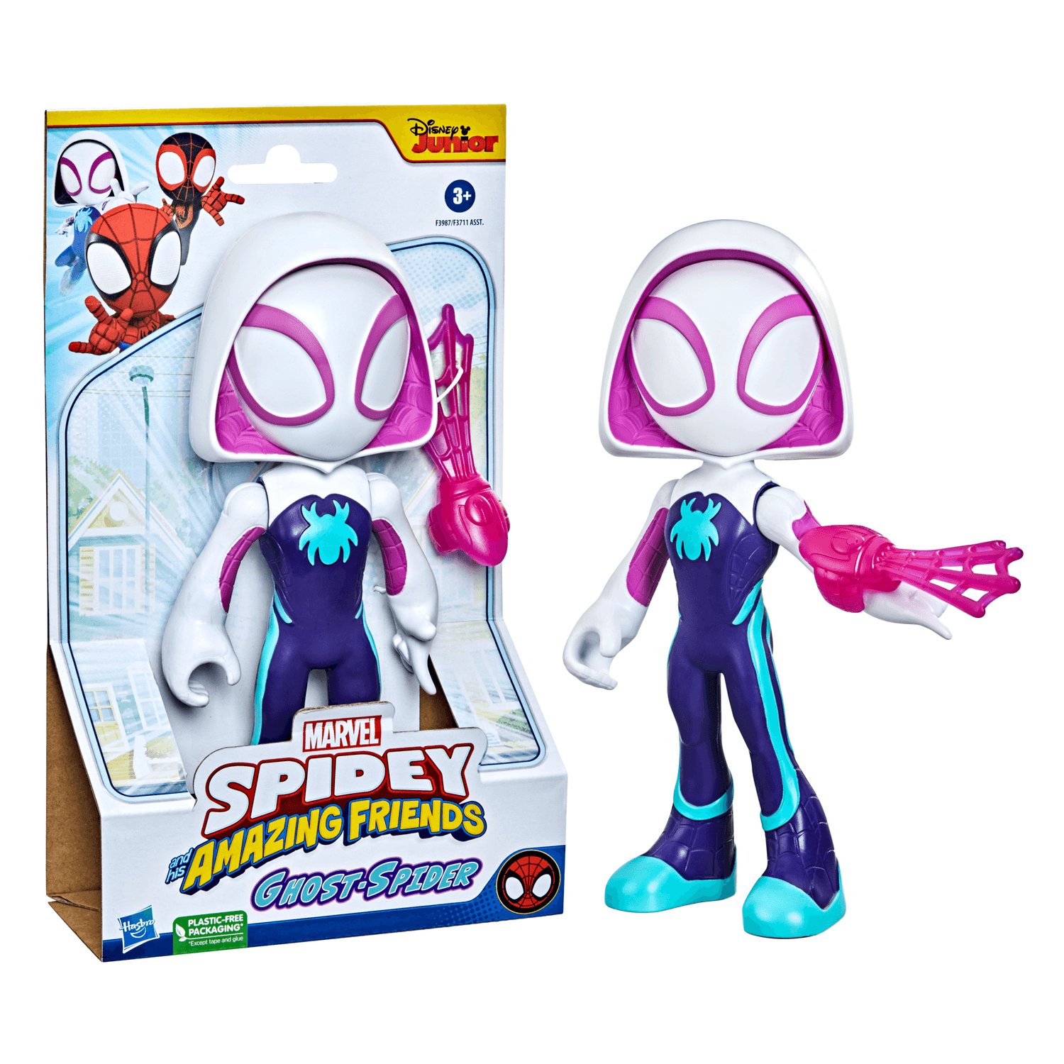 Hasbro spidey e i suoi fantastici amici - mega ghost-spider, action figure da 22,5 cm, dai 3 anni in su - SPIDEY, MARVEL