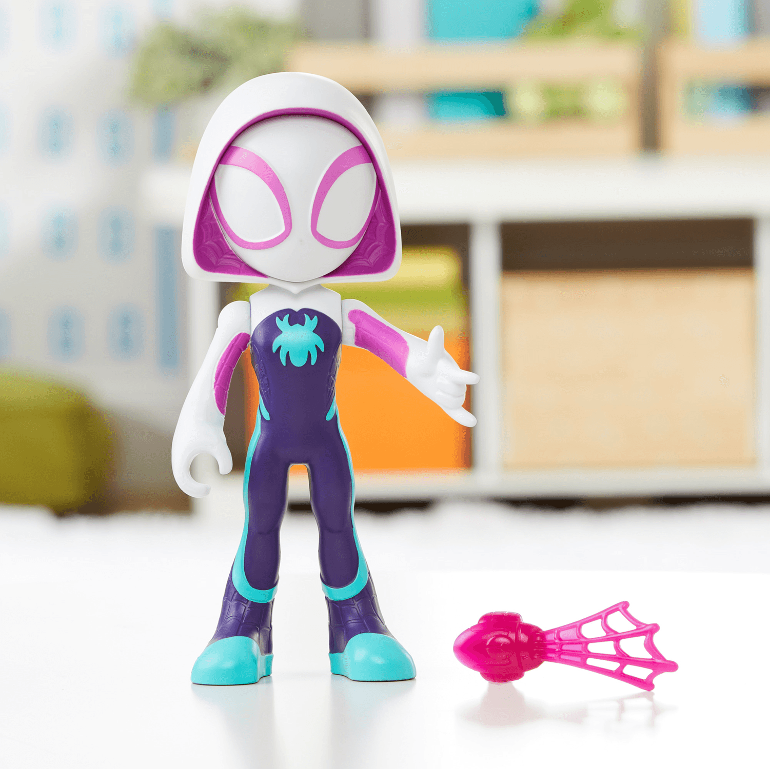 Hasbro spidey e i suoi fantastici amici - mega ghost-spider, action figure da 22,5 cm, dai 3 anni in su - SPIDEY, MARVEL