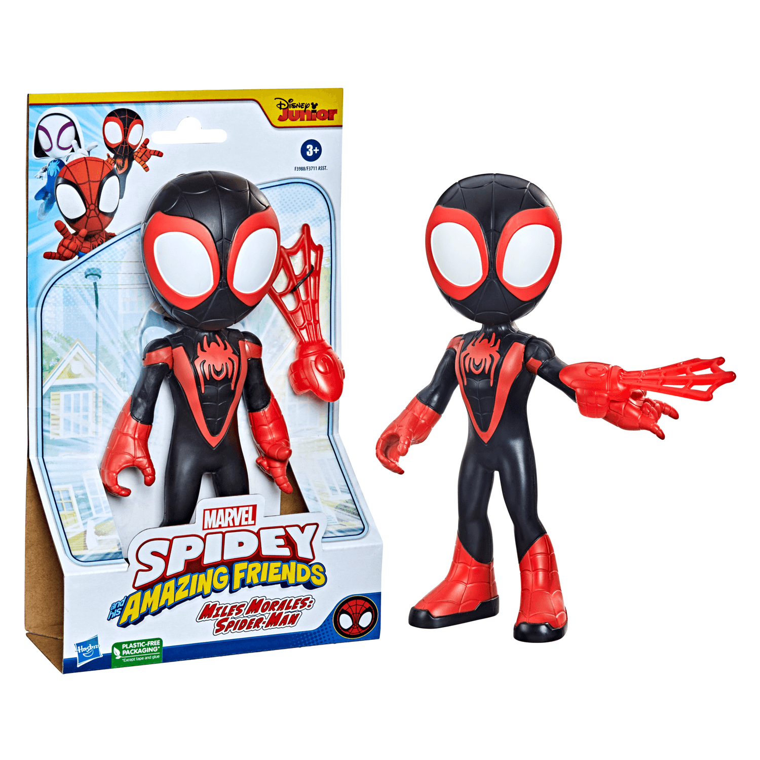Hasbro spidey e i suoi fantastici amici - mega miles morales, action figure da 22,5 cm, dai 3 anni in su - SPIDEY, MARVEL