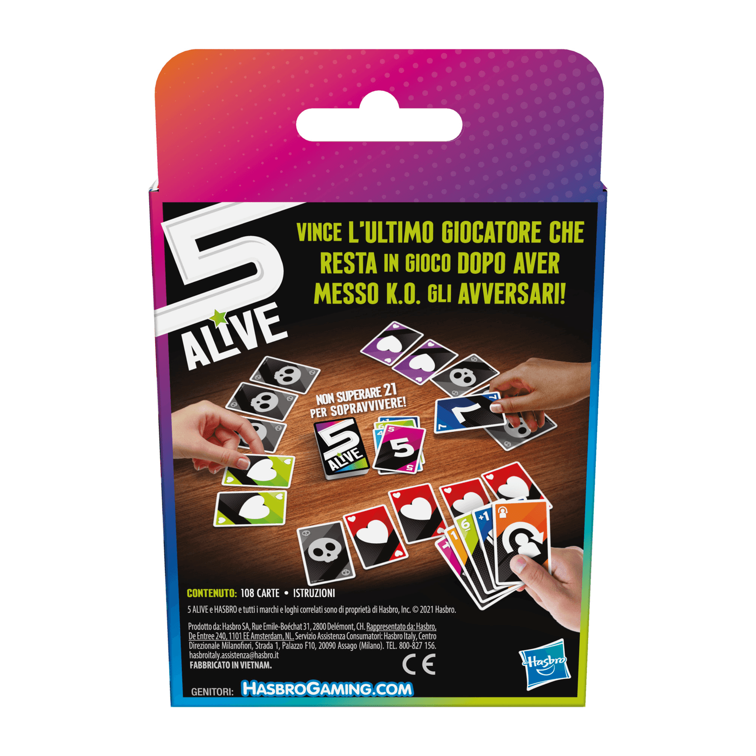 5 alive, gioco di carte veloce per famiglie, dagli 8 anni in su, per 2-6 giocatori - HASBRO GAMING