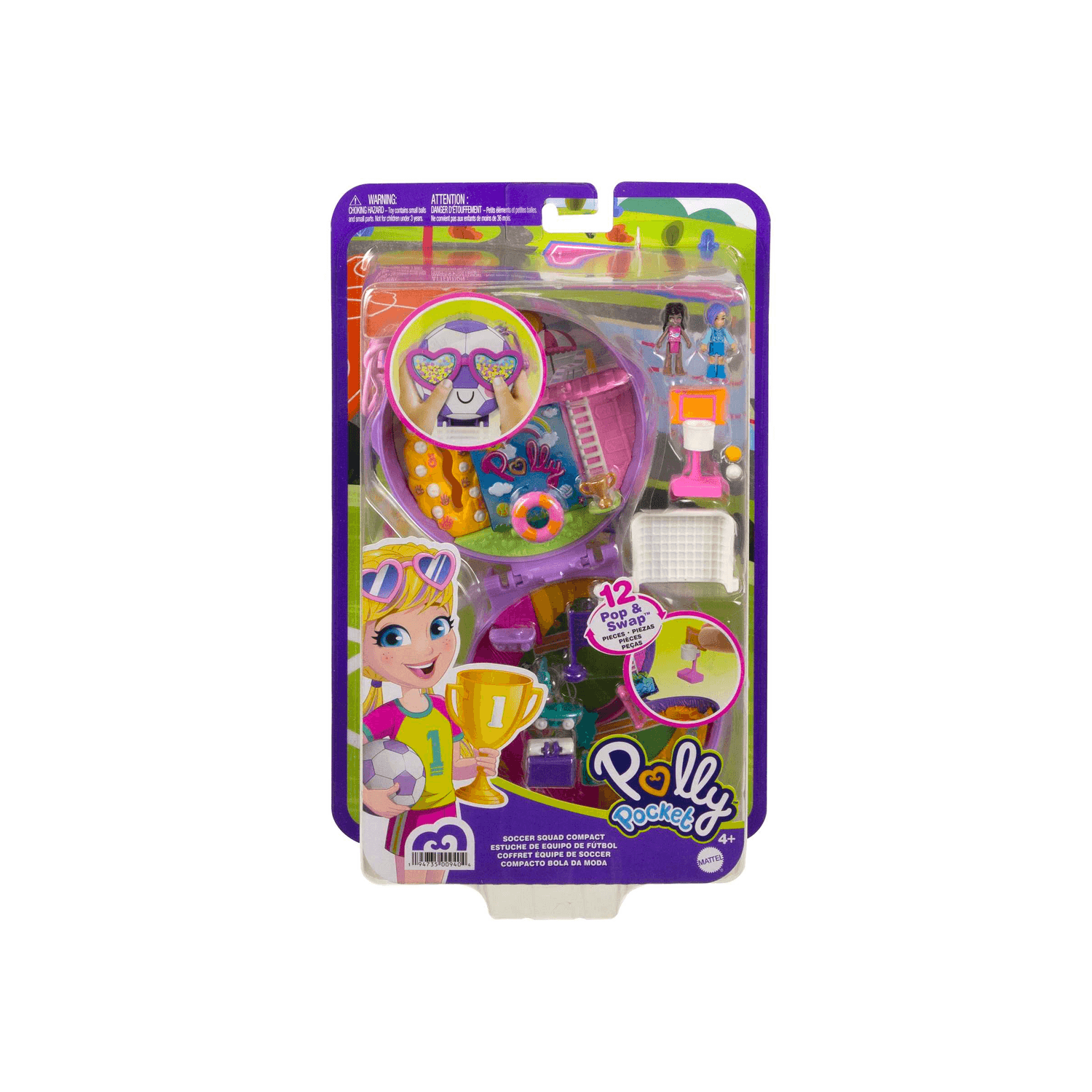 Polly pocket - cofanetto partita di calcio con accessori, giocattolo per bambini 4+ anni, hcg14 - Polly Pocket