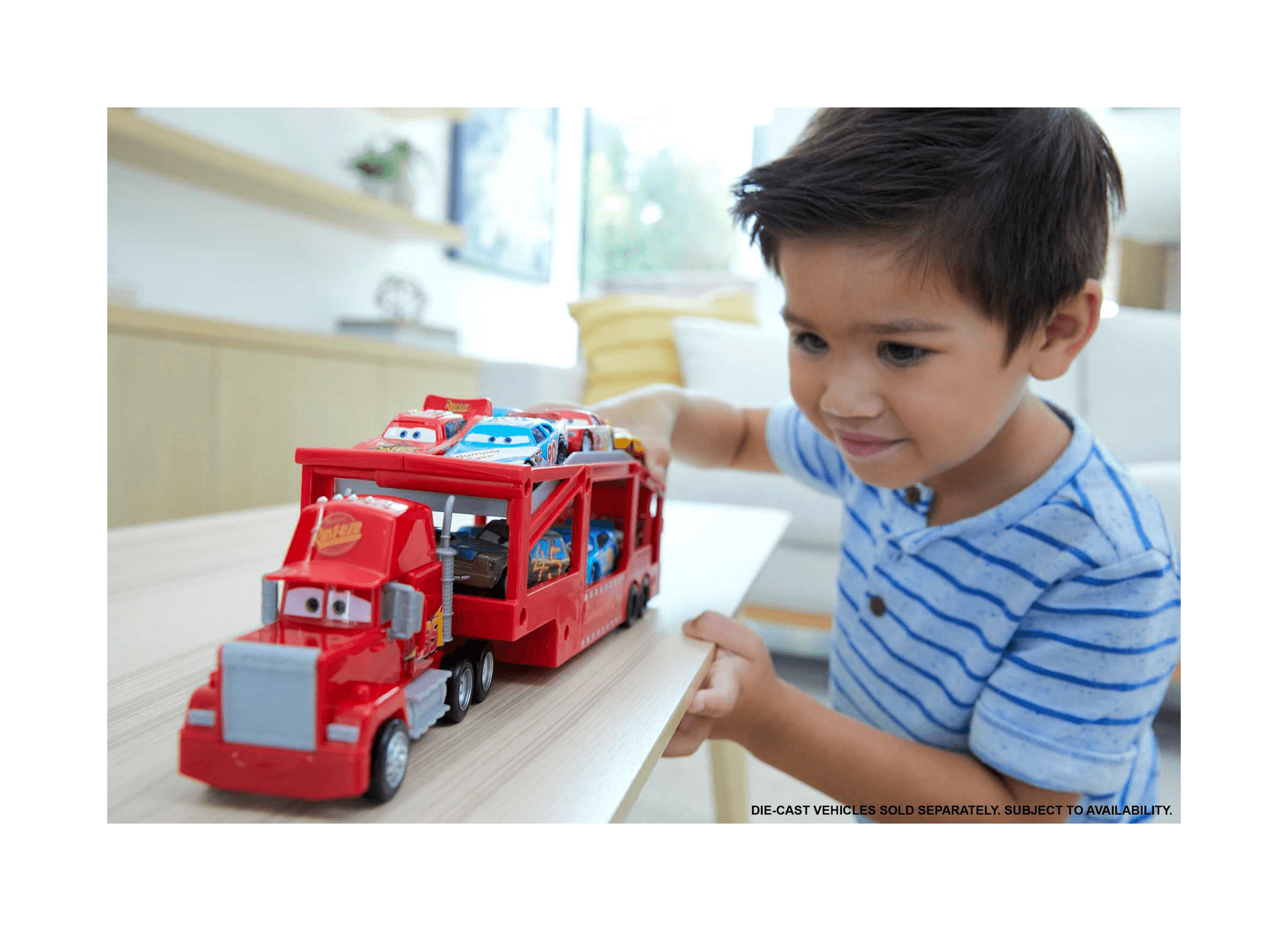 Disney pixar cars mack trasportatore, camion da 33 cm con rampa per trasportare 12 macchinine - Cars, Disney