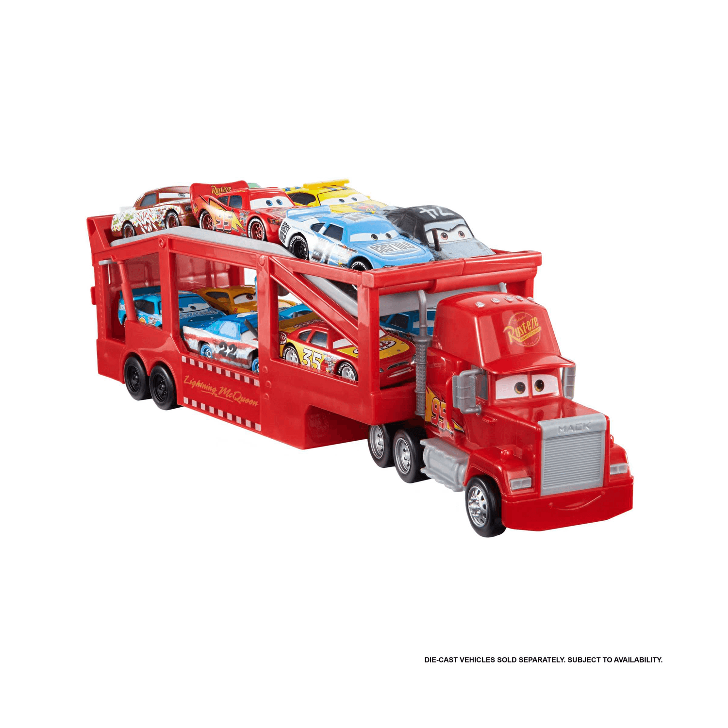 Disney pixar cars mack trasportatore, camion da 33 cm con rampa per trasportare 12 macchinine - Cars, Disney