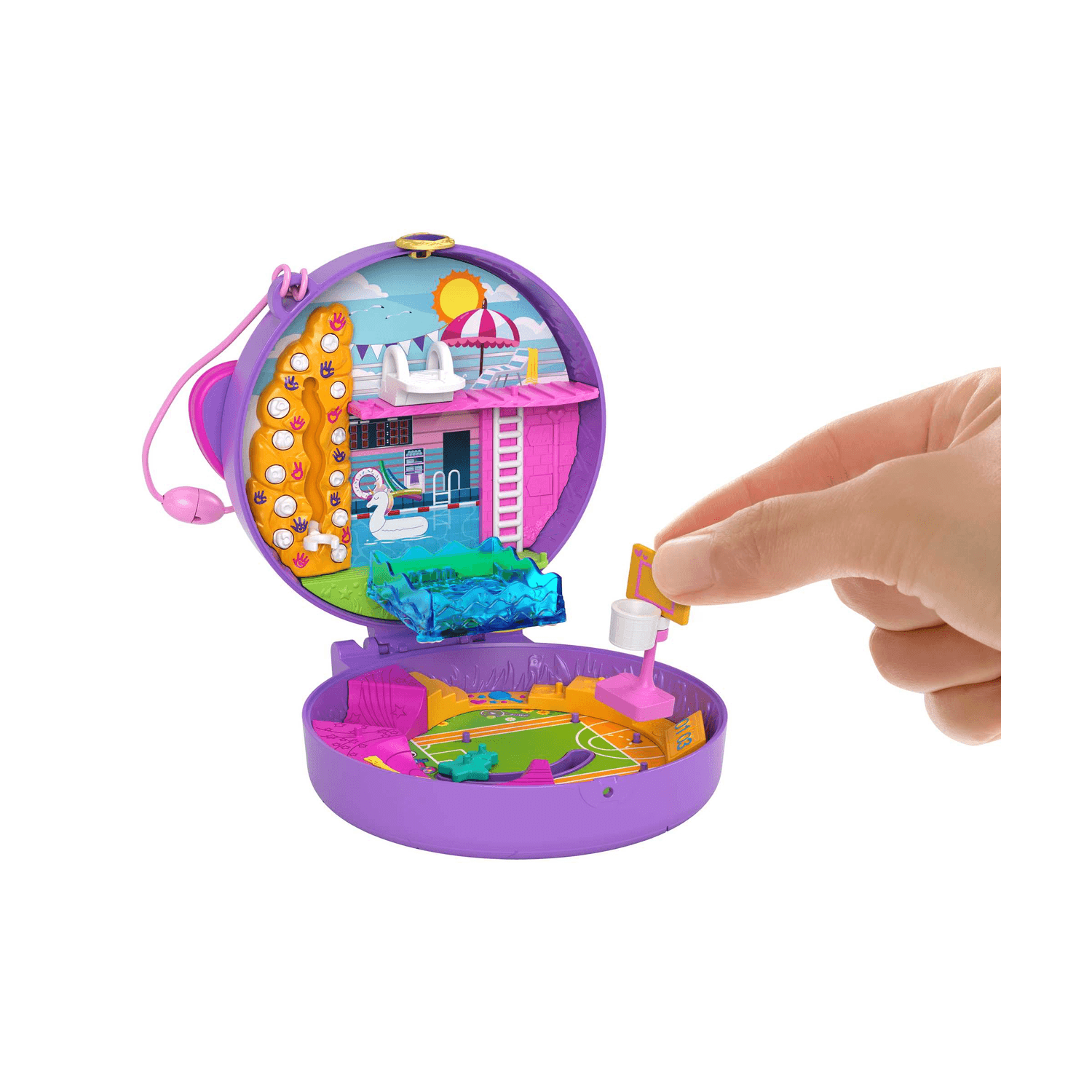 Polly pocket - cofanetto partita di calcio con accessori, giocattolo per bambini 4+ anni, hcg14 - Polly Pocket