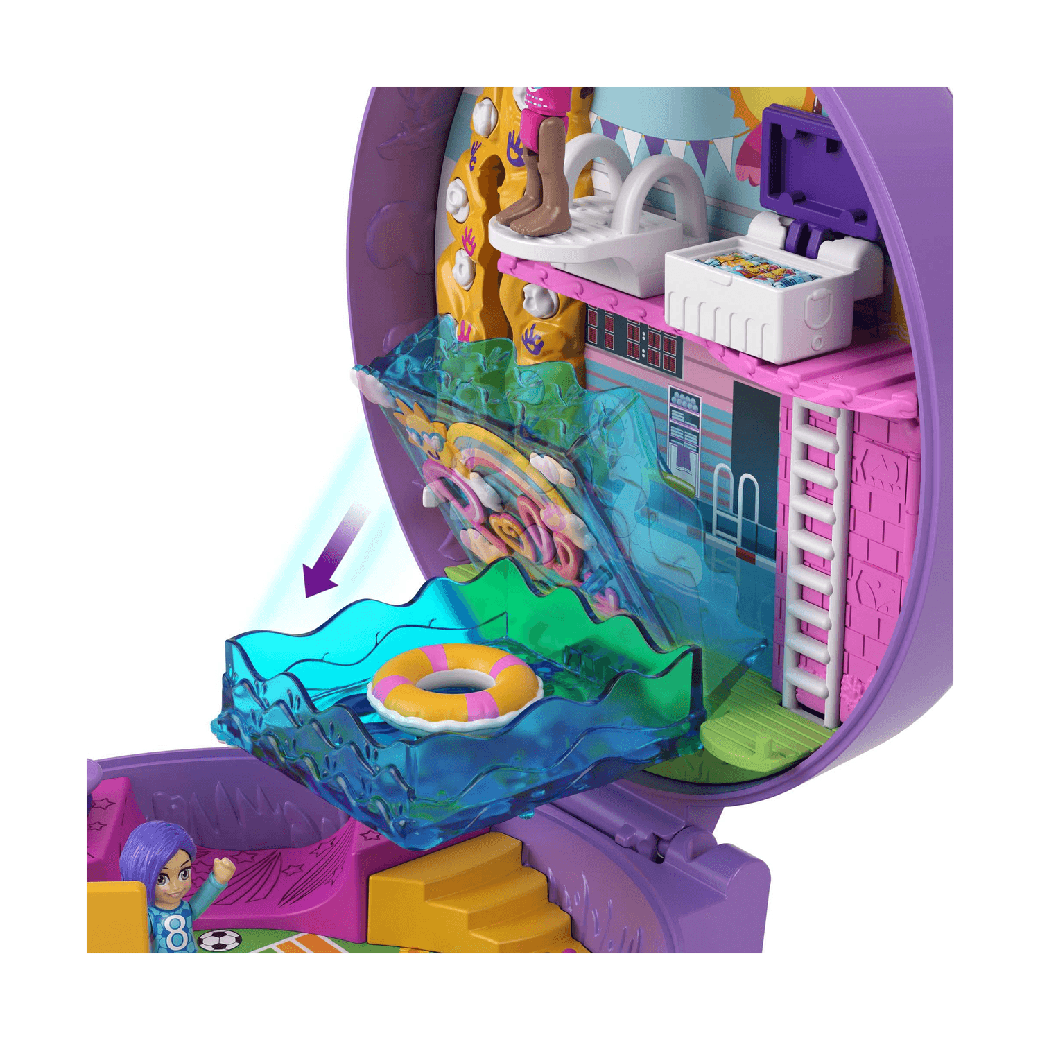 Polly pocket - cofanetto partita di calcio con accessori, giocattolo per bambini 4+ anni, hcg14 - Polly Pocket