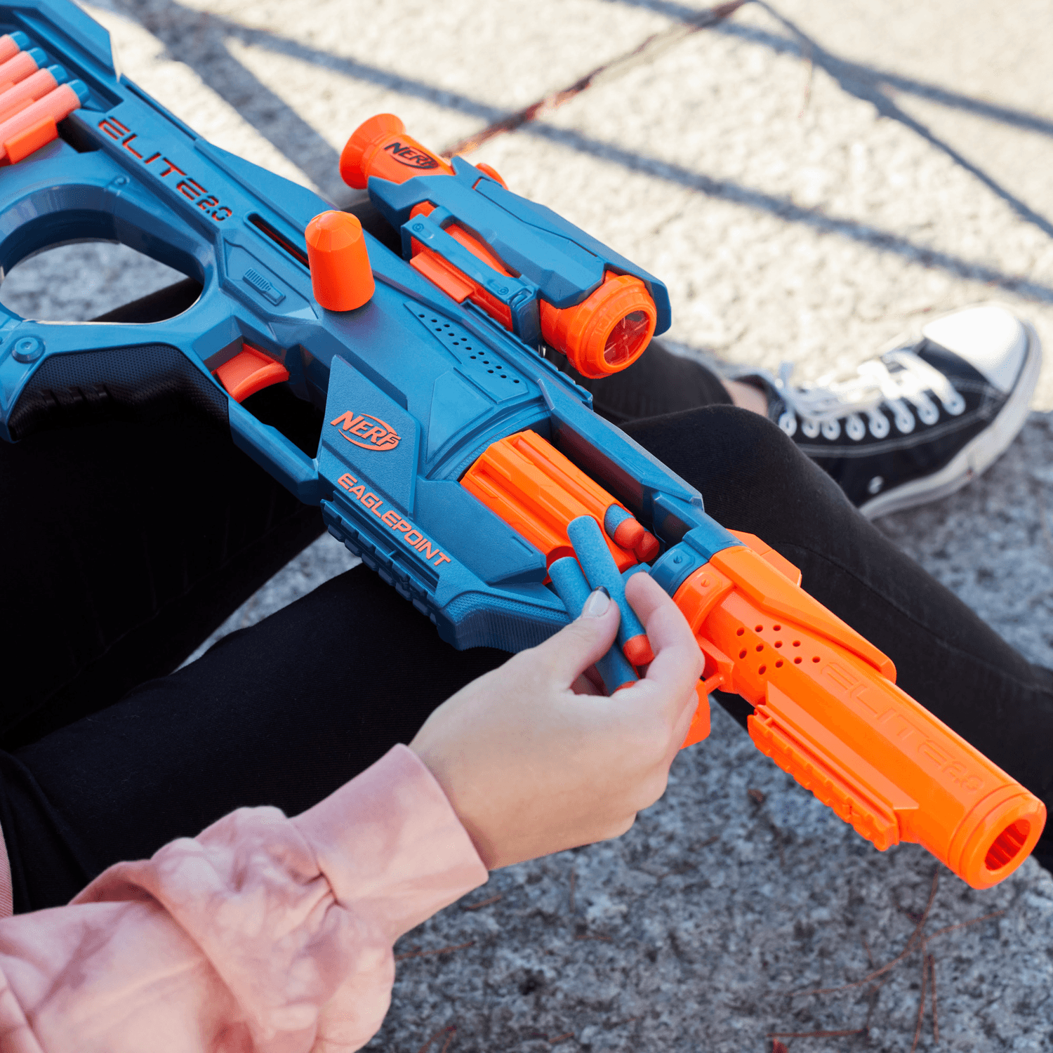 Nerf elite 2.0 - eaglepoint rd-8, blaster con tamburo da 8 dardi, mirino e canna staccabili - NERF
