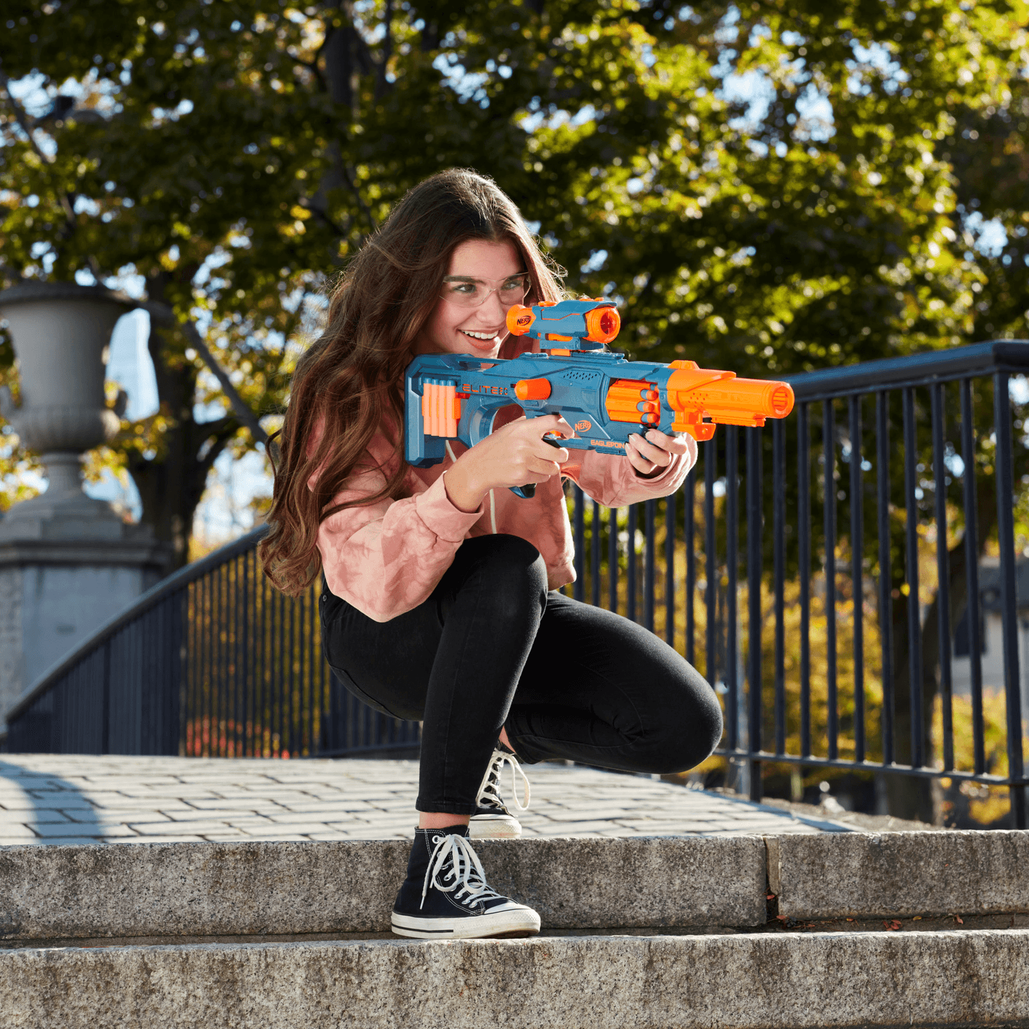 Nerf elite 2.0 - eaglepoint rd-8, blaster con tamburo da 8 dardi, mirino e canna staccabili - NERF