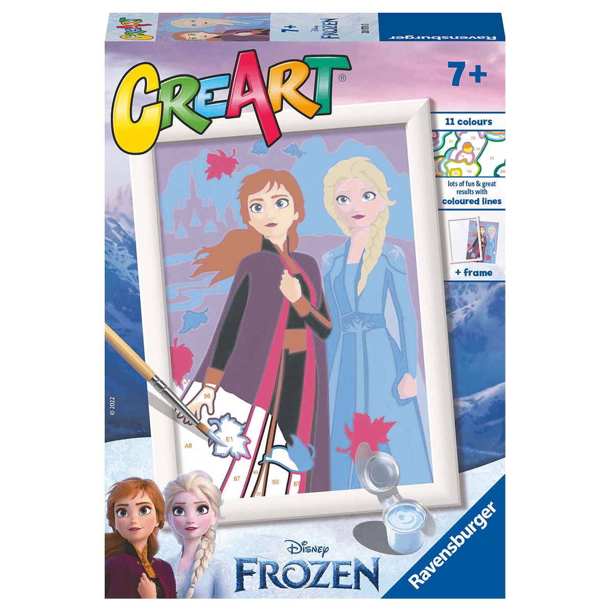 Ravensburger creart per bambini, kit per dipingere con i numeri, 7+, serie e licensed, frozen: sisters forever - CREART, DISNEY PRINCESS, Disney