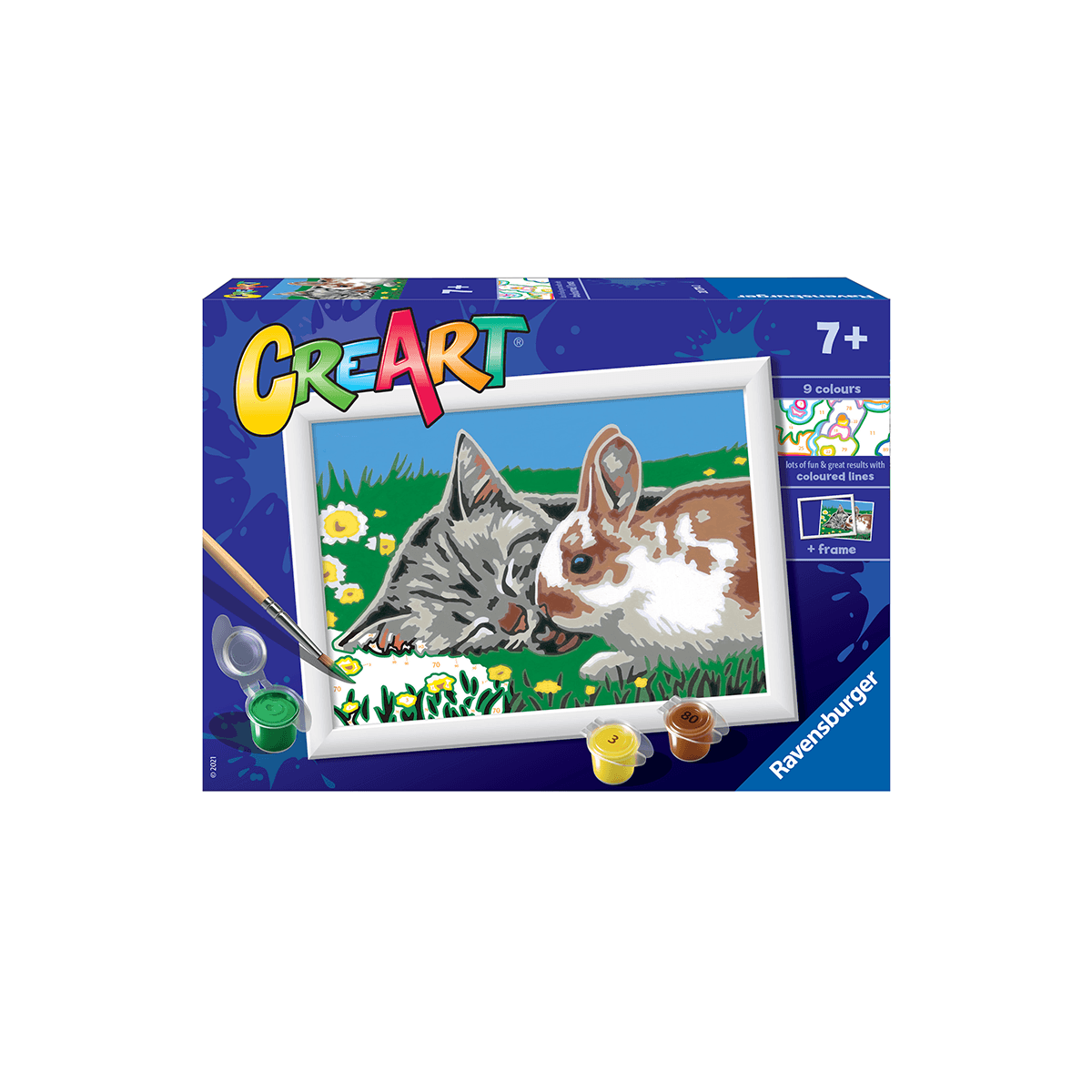 Ravensburger creart per bambini, kit per dipingere con i numeri, 7+, serie e, riposino sul prato - CREART, RAVENSBURGER