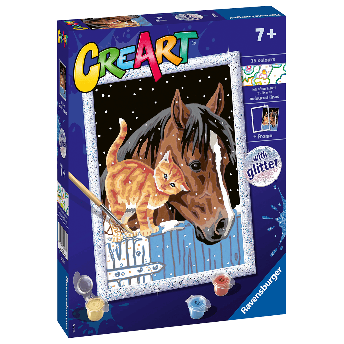 Ravensburger creart per bambini, kit per dipingere con i numeri, 7+, serie d, insoliti amici - CREART, RAVENSBURGER