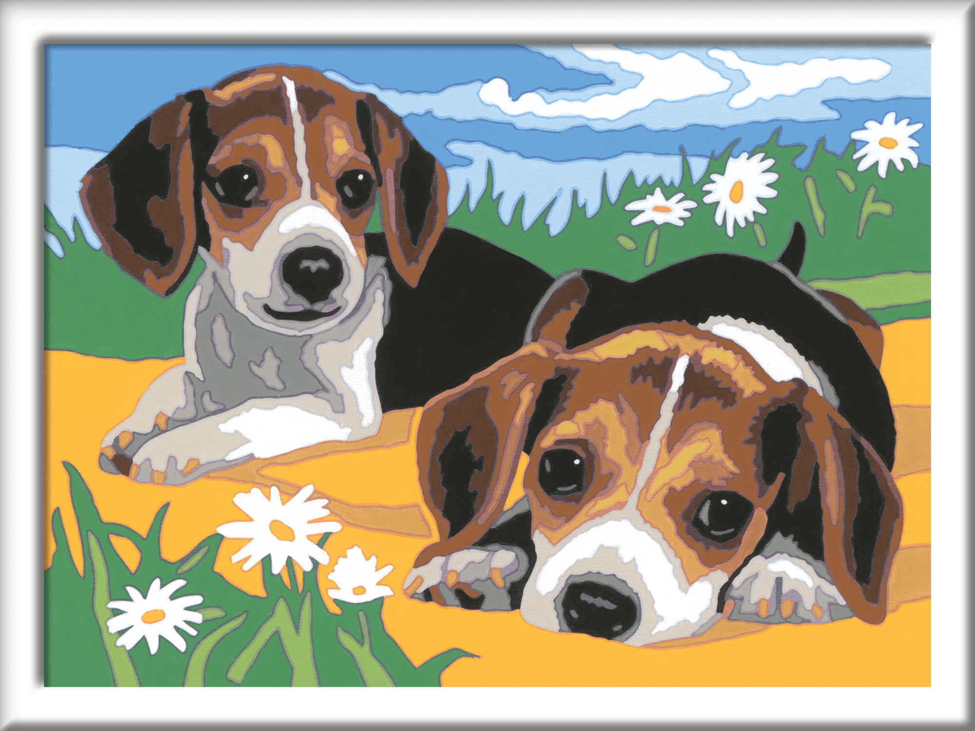Ravensburger creart per bambini, kit per dipingere con i numeri, 7+, serie d, cuccioli jack russel - CREART, RAVENSBURGER