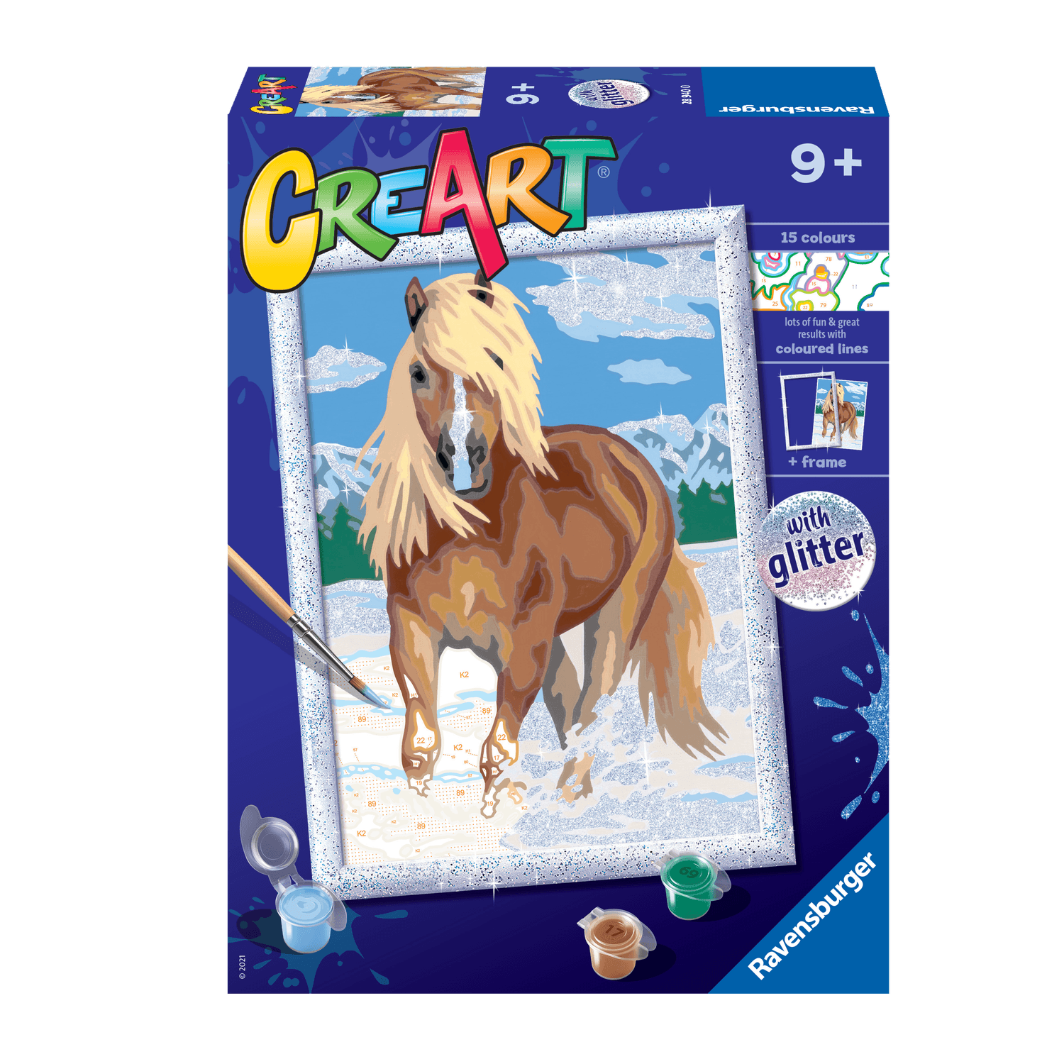 Ravensburger creart per bambini, kit per dipingere con i numeri, 9+, serie d, cavallo - CREART, RAVENSBURGER