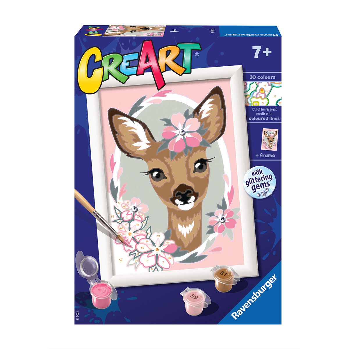 Ravensburger creart per bambini, kit per dipingere con i numeri, 7+, serie e, bambi - CREART, RAVENSBURGER