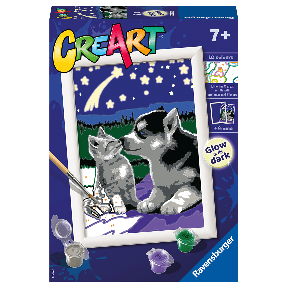 Ravensburger creart per bambini, kit per dipingere con i numeri, 7+, serie e, amici per sempre - CREART, RAVENSBURGER