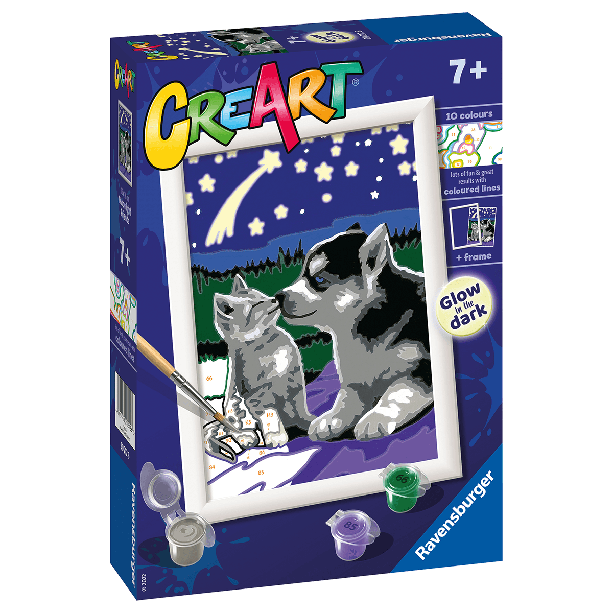 Ravensburger creart per bambini, kit per dipingere con i numeri, 7+, serie e, amici per sempre - CREART, RAVENSBURGER