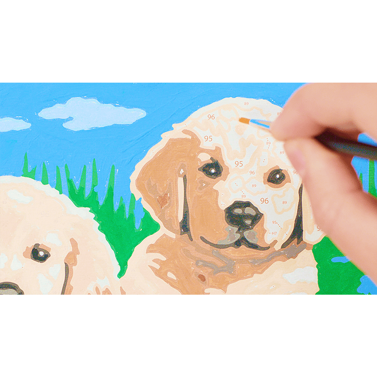 Ravensburger creart per bambini, kit per dipingere con i numeri, 7+, serie e, cani retriever - CREART, RAVENSBURGER