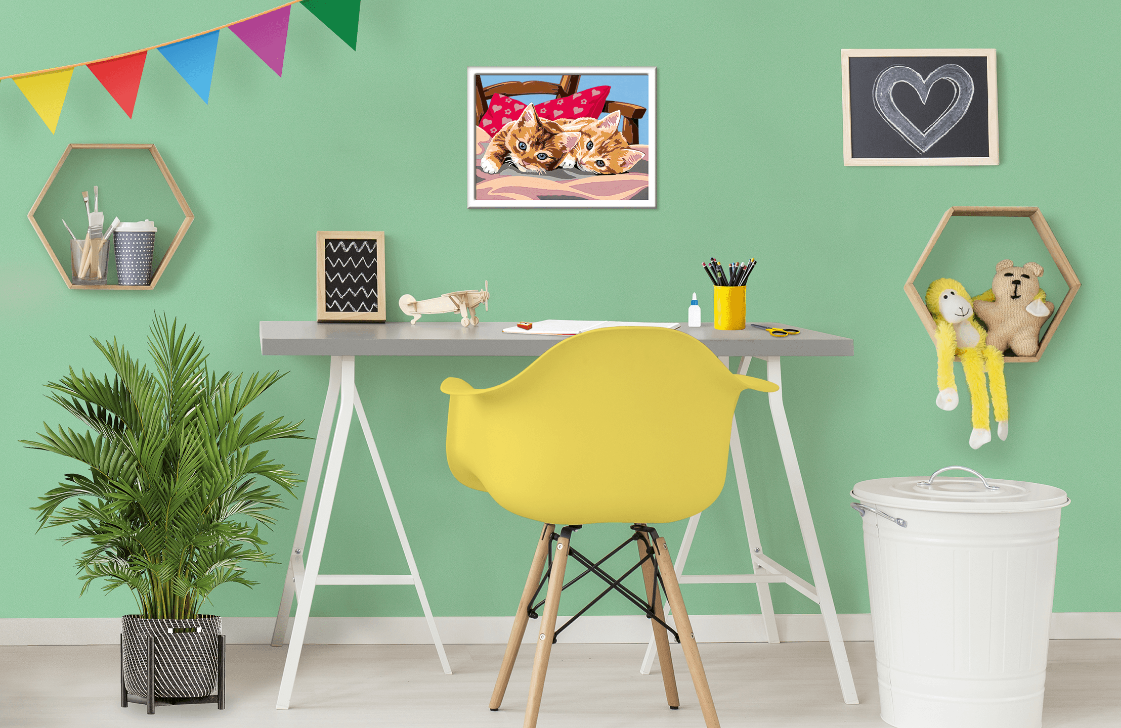 Ravensburger creart per bambini, kit per dipingere con i numeri, 9+, serie d, gattini sul cuscino - CREART, RAVENSBURGER