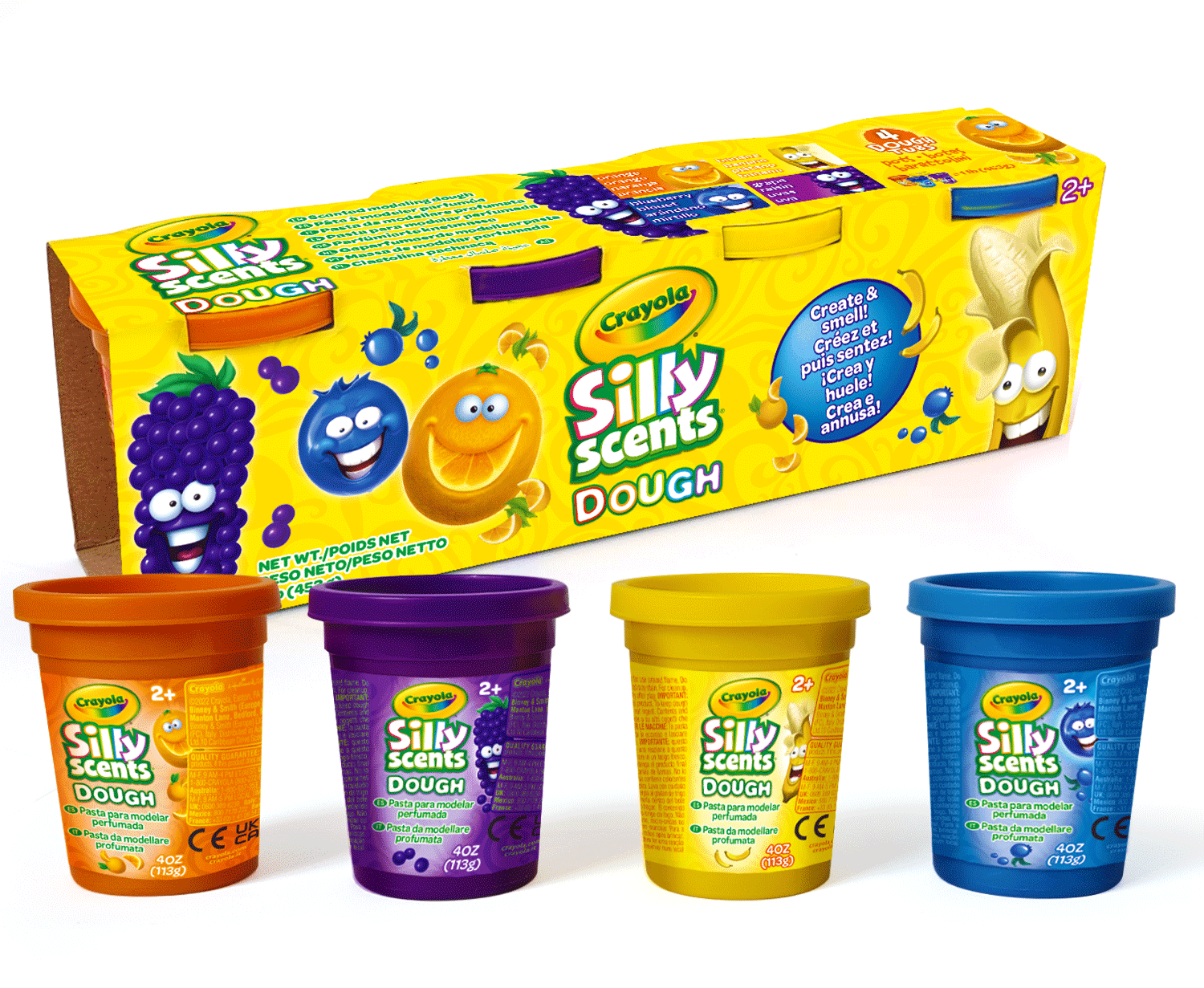 Silly scents dough
4 barattolini pasta da modellare profumata 113gr - CRAYOLA